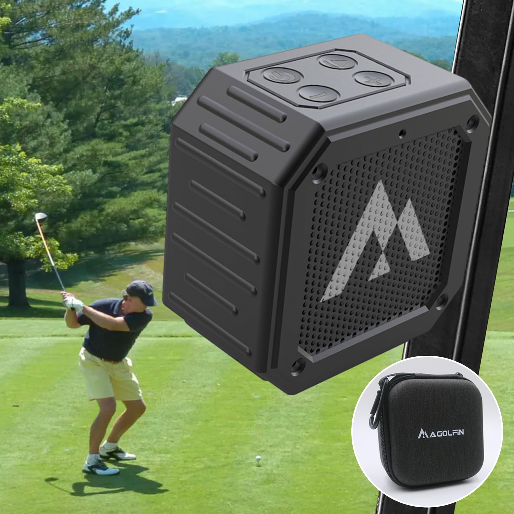 Magolfin Magnetic Golf Speaker With Storage Case, Ipx7 Portable Golf Cart Speaker 24H Playtime, 18W Loud Stereo Sound Magnetic B