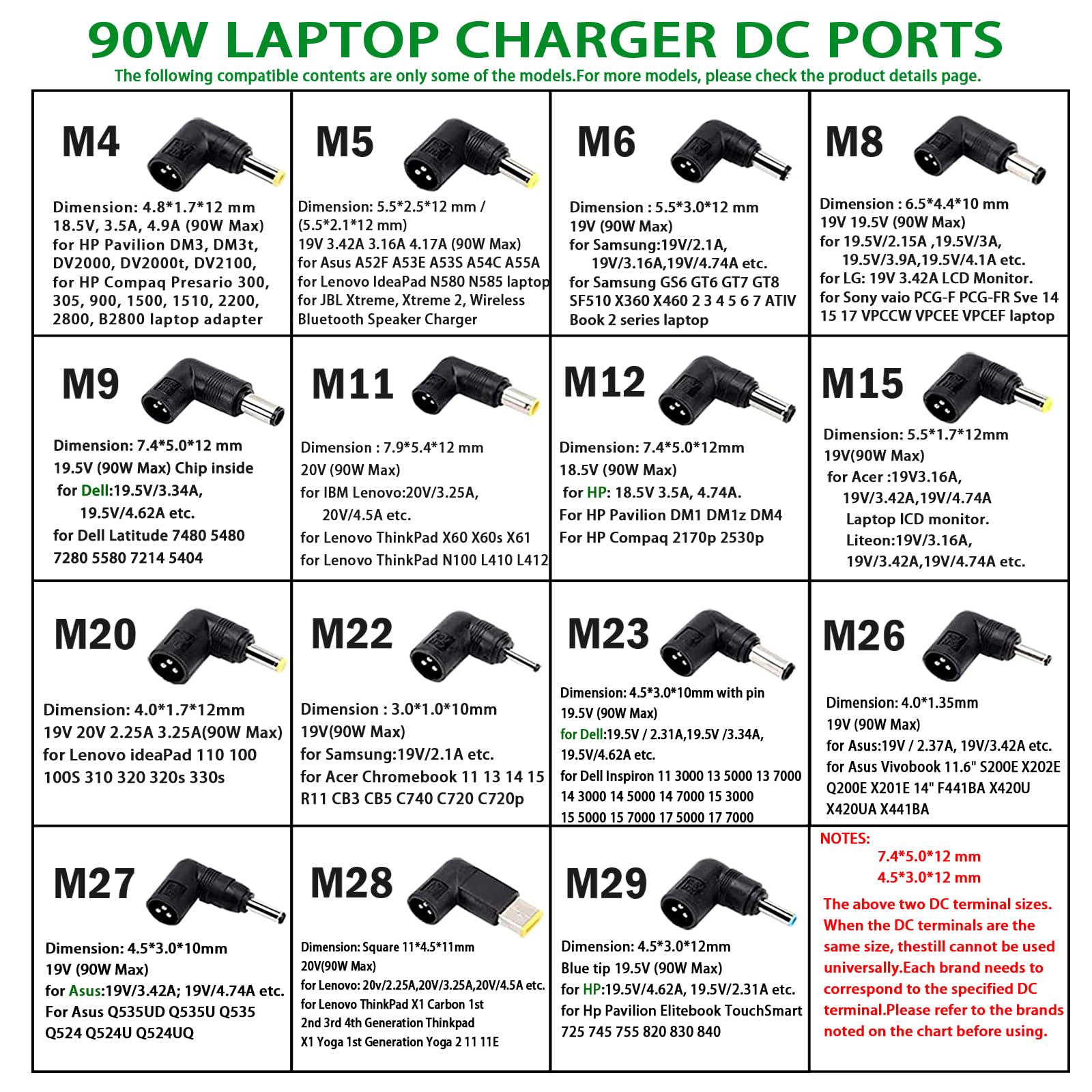 Gonine 90W Universal Laptop Charger, 110 240V Ac To Dc 19V 19.5V 20V 18.5V 15V 16V Ac Power Supply Adapter, Compatible With Hp D