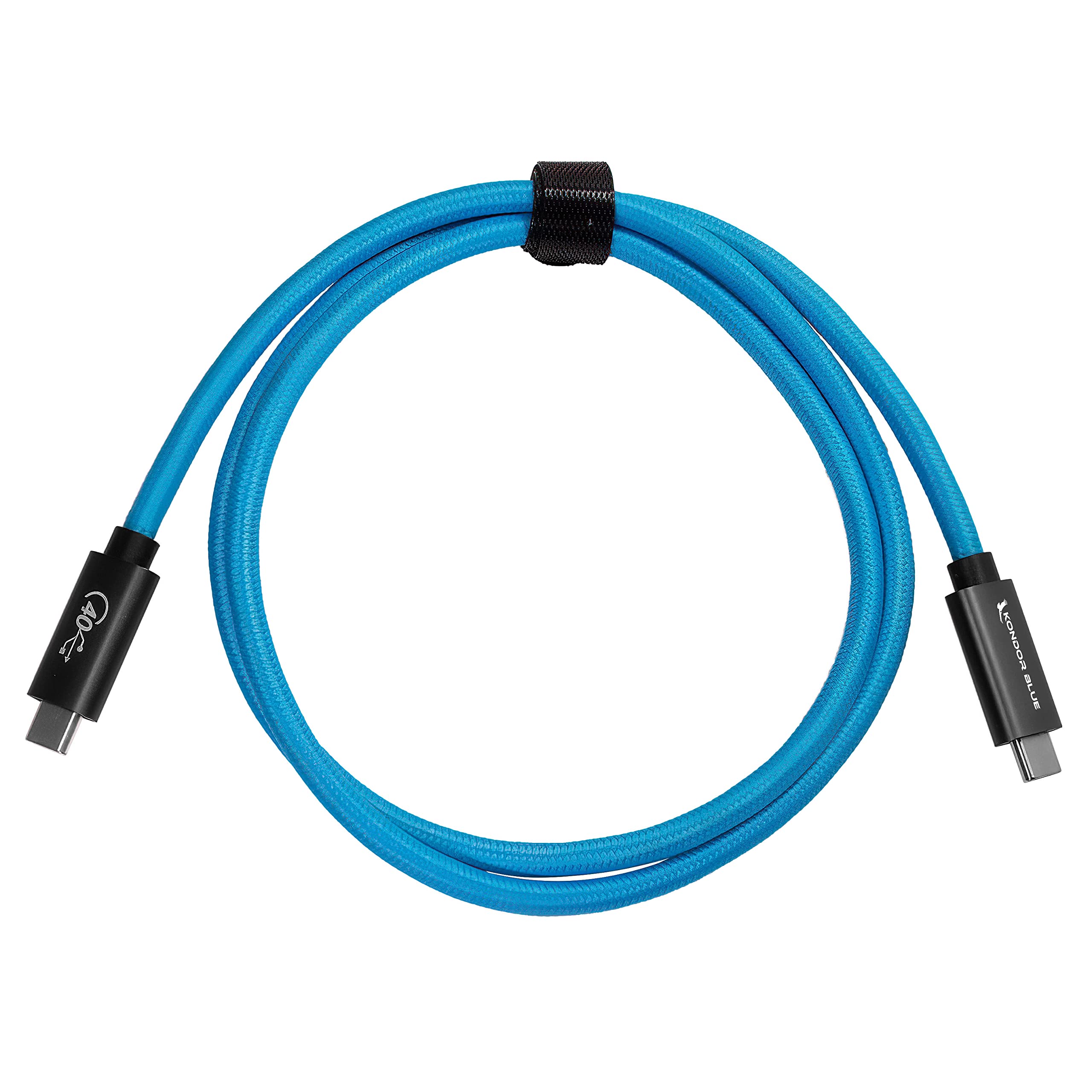 Kondor Blue 3' Usb 4.0 Type C Cable | Blazing 40Gb/S Speeds | 5A 100W | Braided Cable | Thunderbolt 4 Compatible