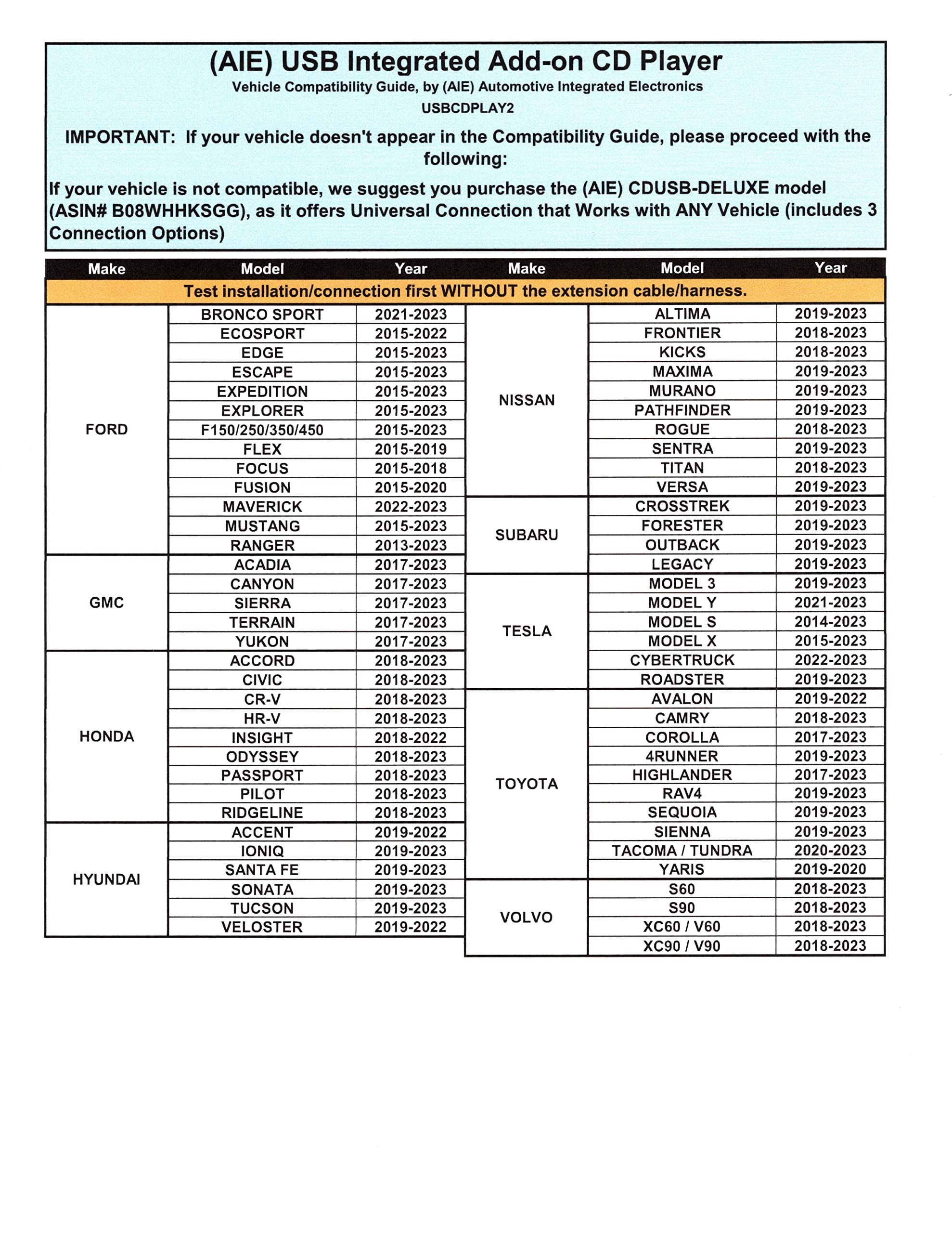 (Aie) Usbcdplay2   Integrated Car/Vehicle Cd Player Via Usb Data Port Factory Radio Connection � (For Vehicle Compatibility   Review Fit Chart In Images)