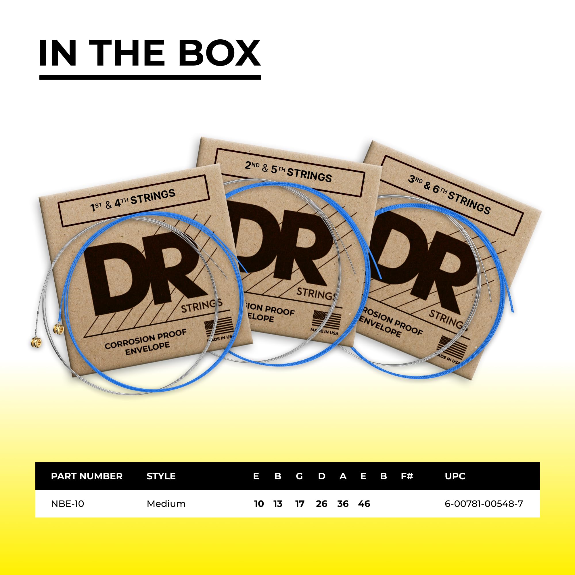 DR Handmade Strings DR Hi-Def Neon Blue Medium Electric Guitar Strings (NBE-10)