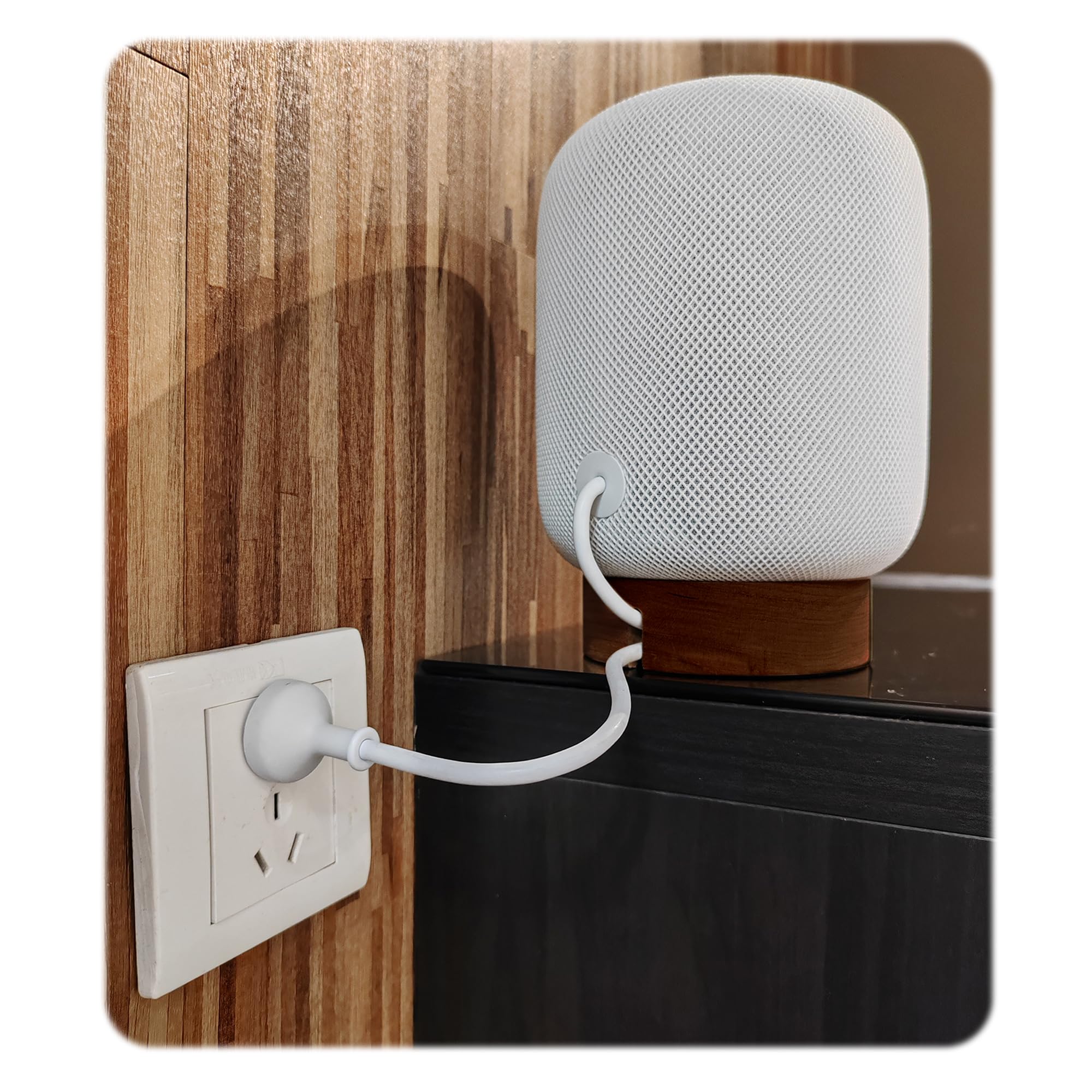 Hookmemo Elevate Your Homepod With Our North American Black Walnut Wood Stand   Unique Texture, Clever Cord Storage (Black Walnu