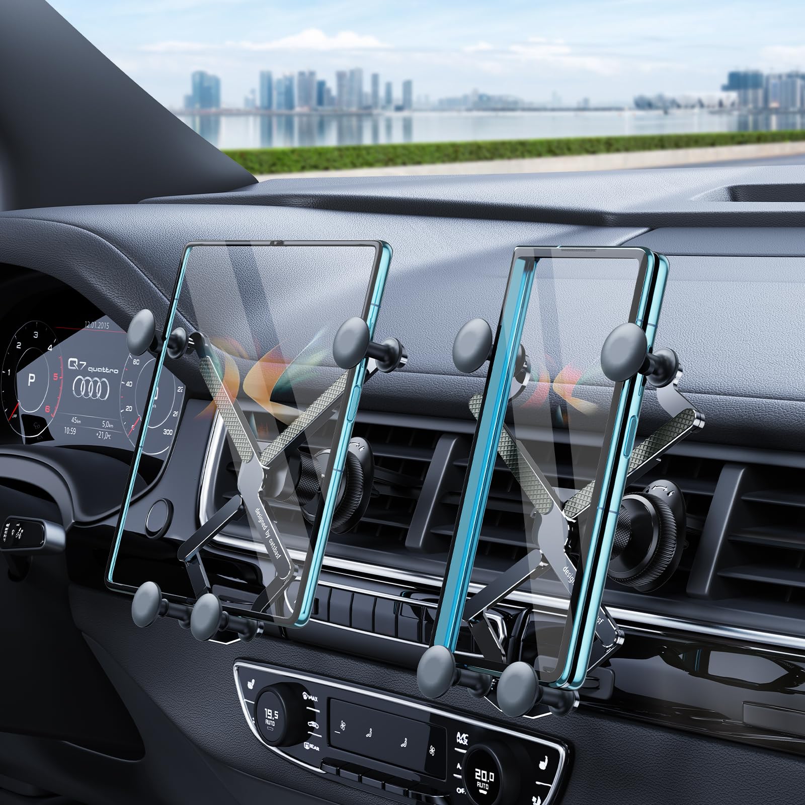 Xuenair Z Fold 5 Car Mount, [2 Forms & Thick Case Friendly] Gravity Cell Phone Holder Mount For Samasung Galaxy Fold 7 6 5 4 3 2