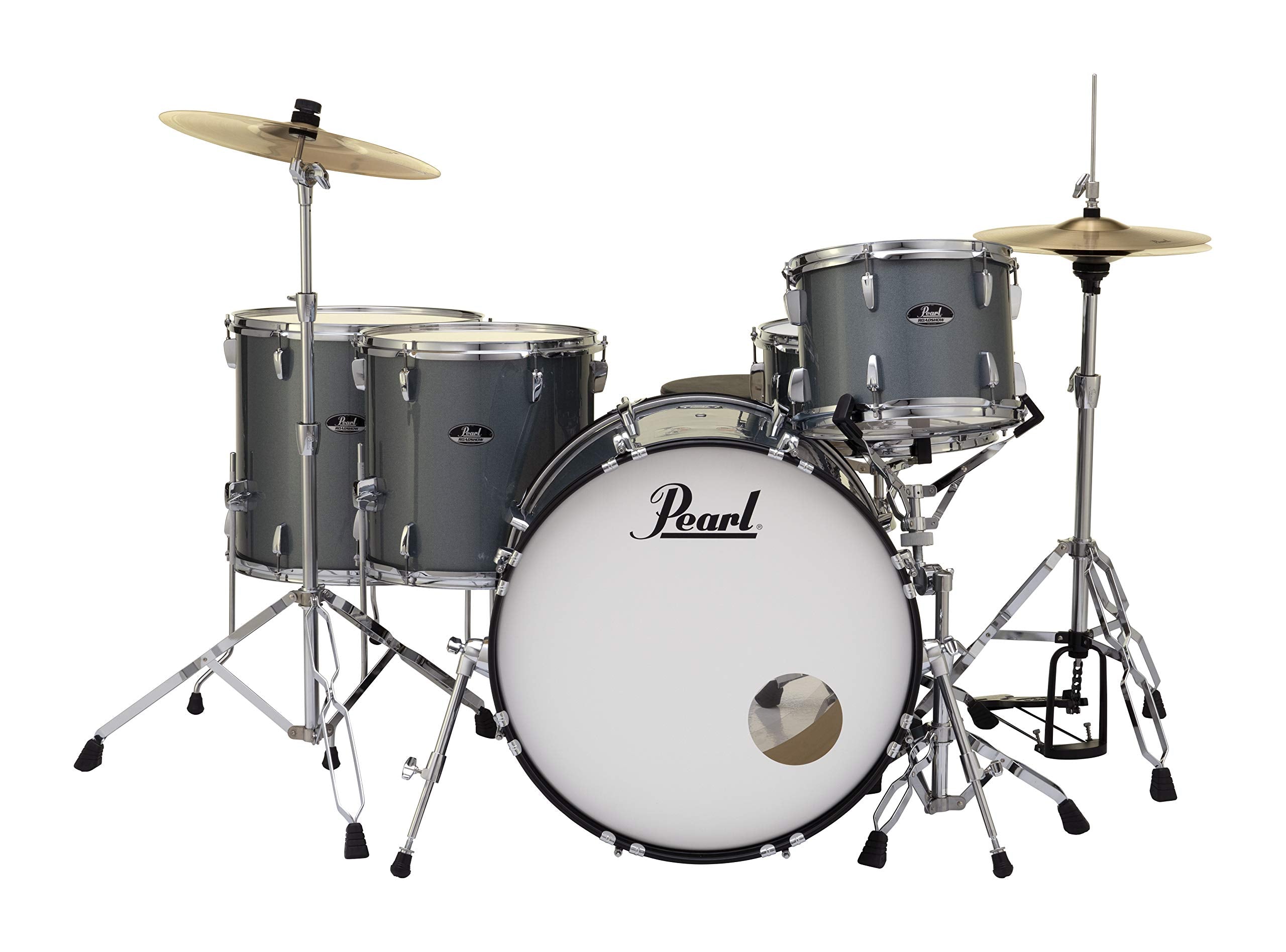 Pearl Roadshow Drum Set 5 Piece Complete Kit With Cymbals And Stands, Charcoal Metallic (Rs525Wfc/C706)