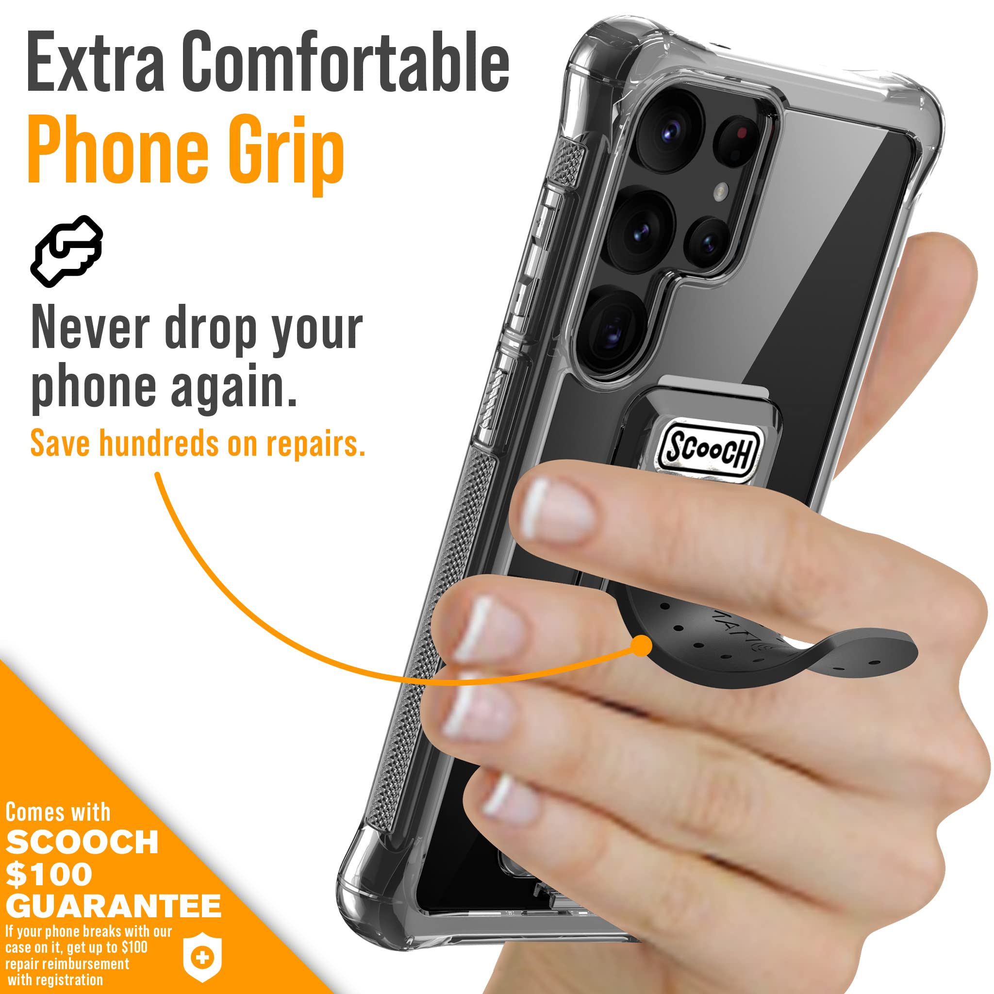 Scooch Wingman Case With Pop Out Car Mount, Grip, And Kickstand For Samsung Galaxy S23 Ultra Case [10 Ft Drop Protection] Bundle