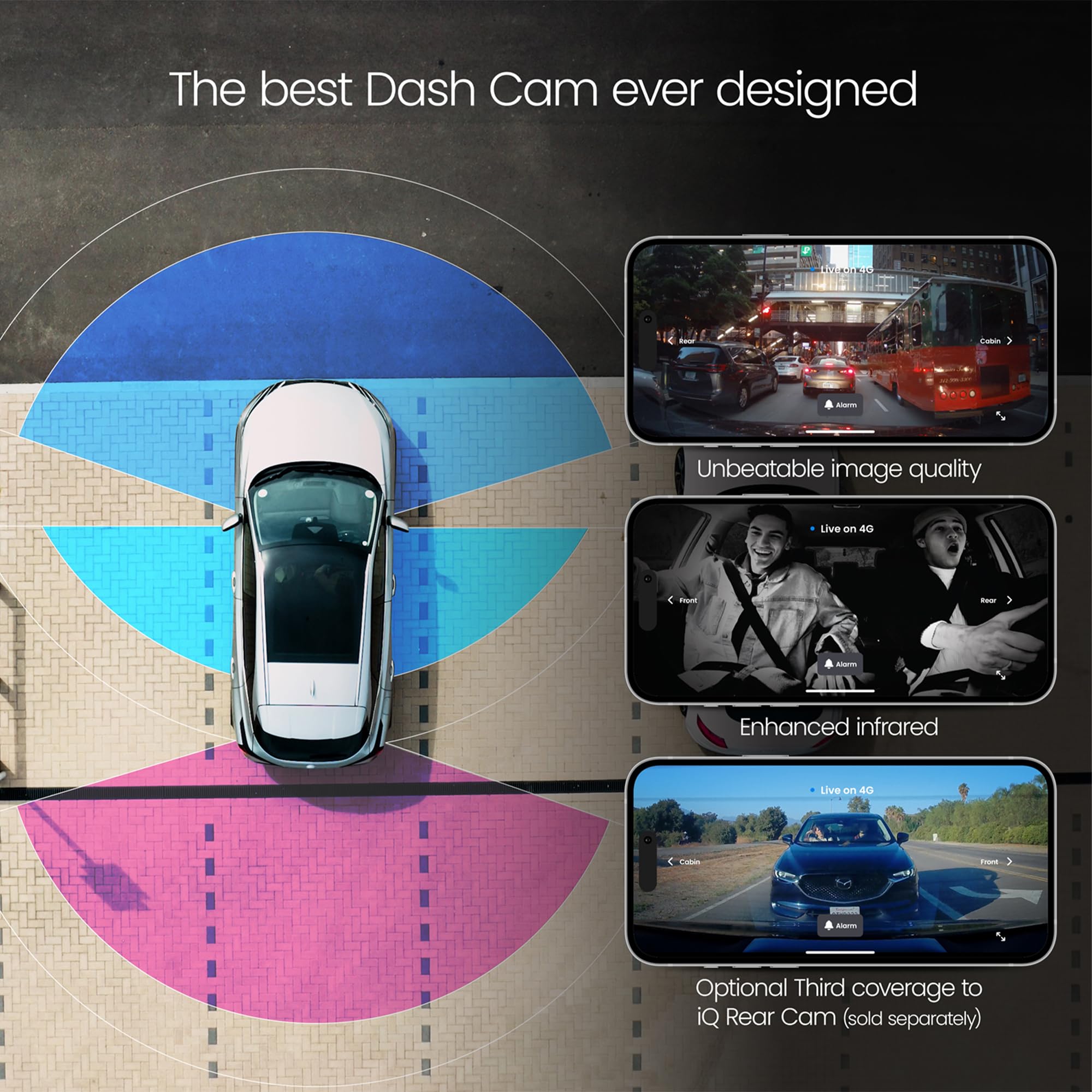 Nextbase Iq Rear Window Dash Camera, Rear View Dash Cam, Rear Camera Only, 1440P Rear Car Cam With Smart Sense Parking, Guardian