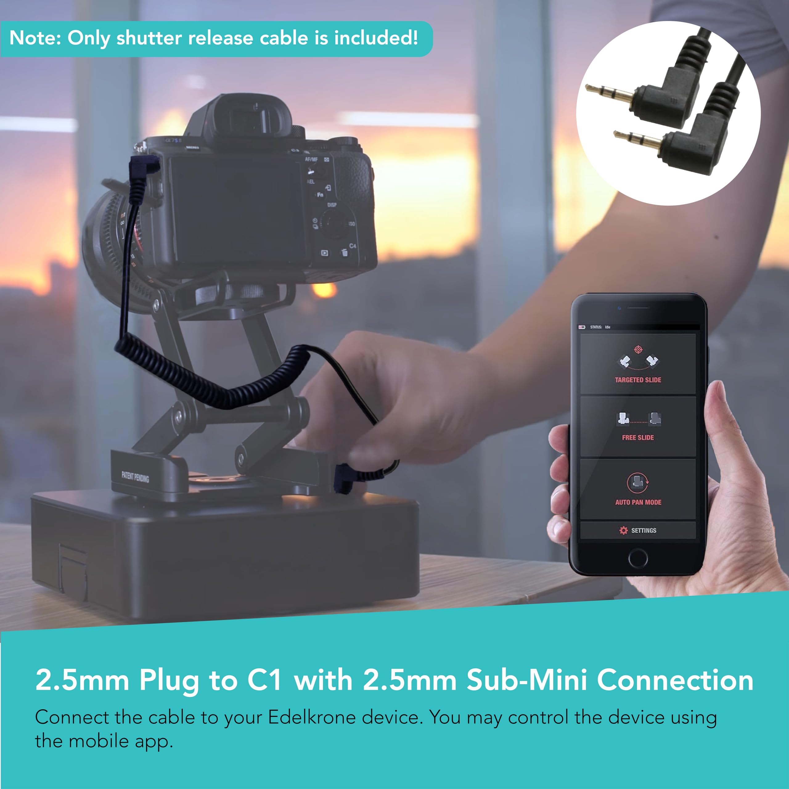 Foto&Tech 2.5Mm C1 Remote Control Shutter Release Cable Compatible With Edelkrone Surfaceone 2 Axis Smart Motion Control System&