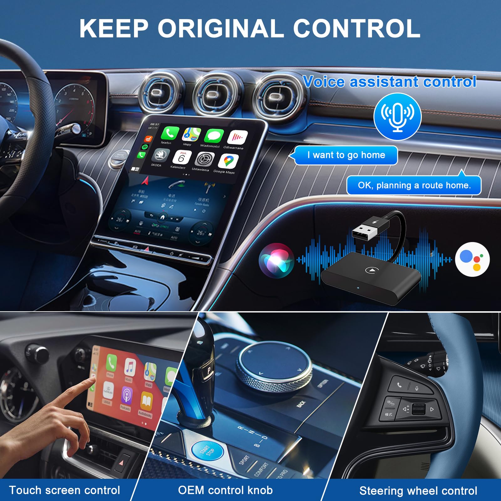 Carplay Wireless Adapter, Converts Factory Wired Carplay To Wireless, 2024 Upgrade Wireless Carplay Adapter For Cars From 2015 &