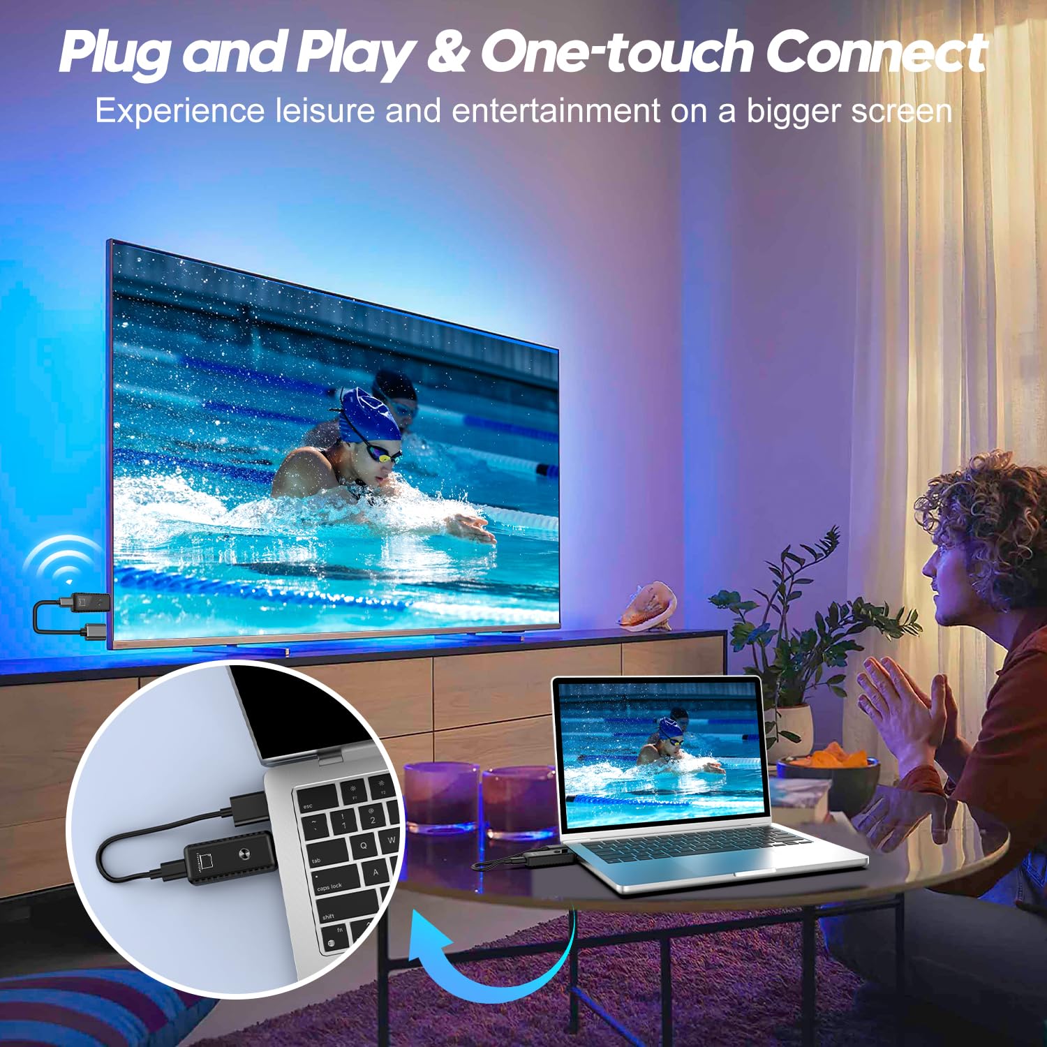 Wireless Hdmi Transmitter And Receiver, Plug & Play Portable Wireless Hdmi, 4K Wireless Hdmi Support 2.4/5.8Ghz 100Ft, For Lapto