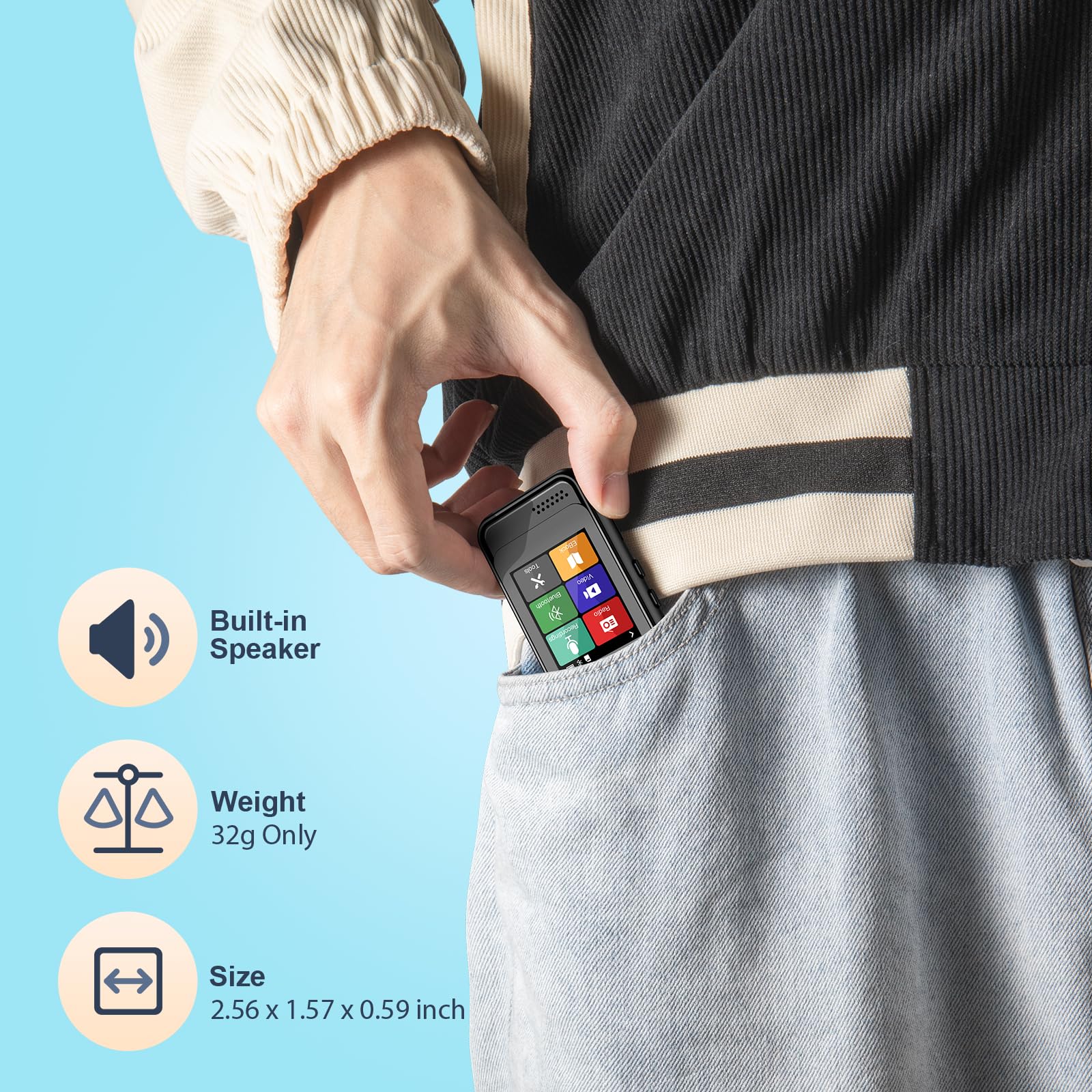 Qngee Bluetooth Mp3 Player, Portable Music Player With Fm Radio, Voice Recorder, Ebook Digital Audio Player With 16Gb Internal M