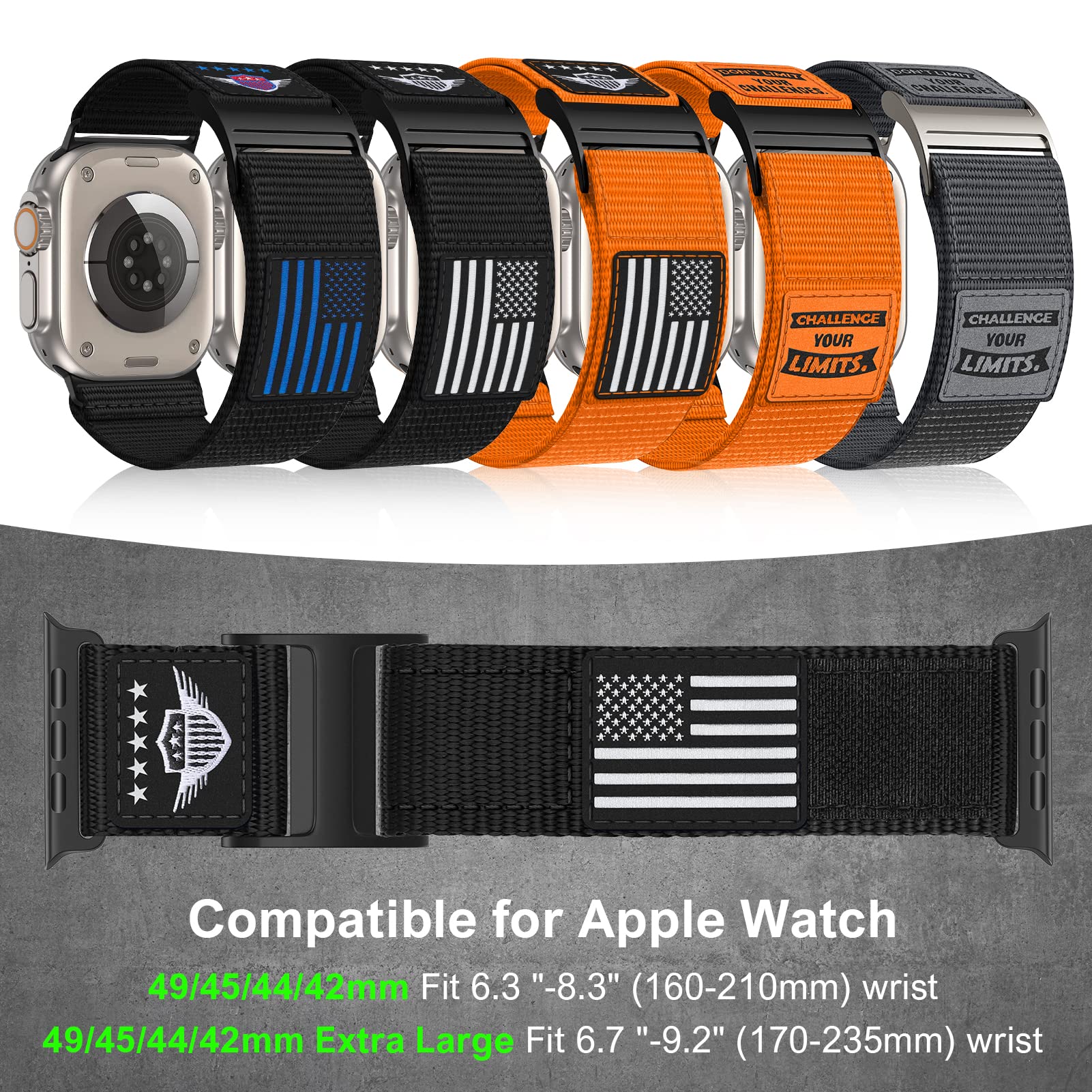 Rugged Nylon Band Compatible With Apple Watch Band 49Mm 45Mm 44Mm 42Mm,Soft Sport Loop Adjustable Wristbands Replacement Strap F