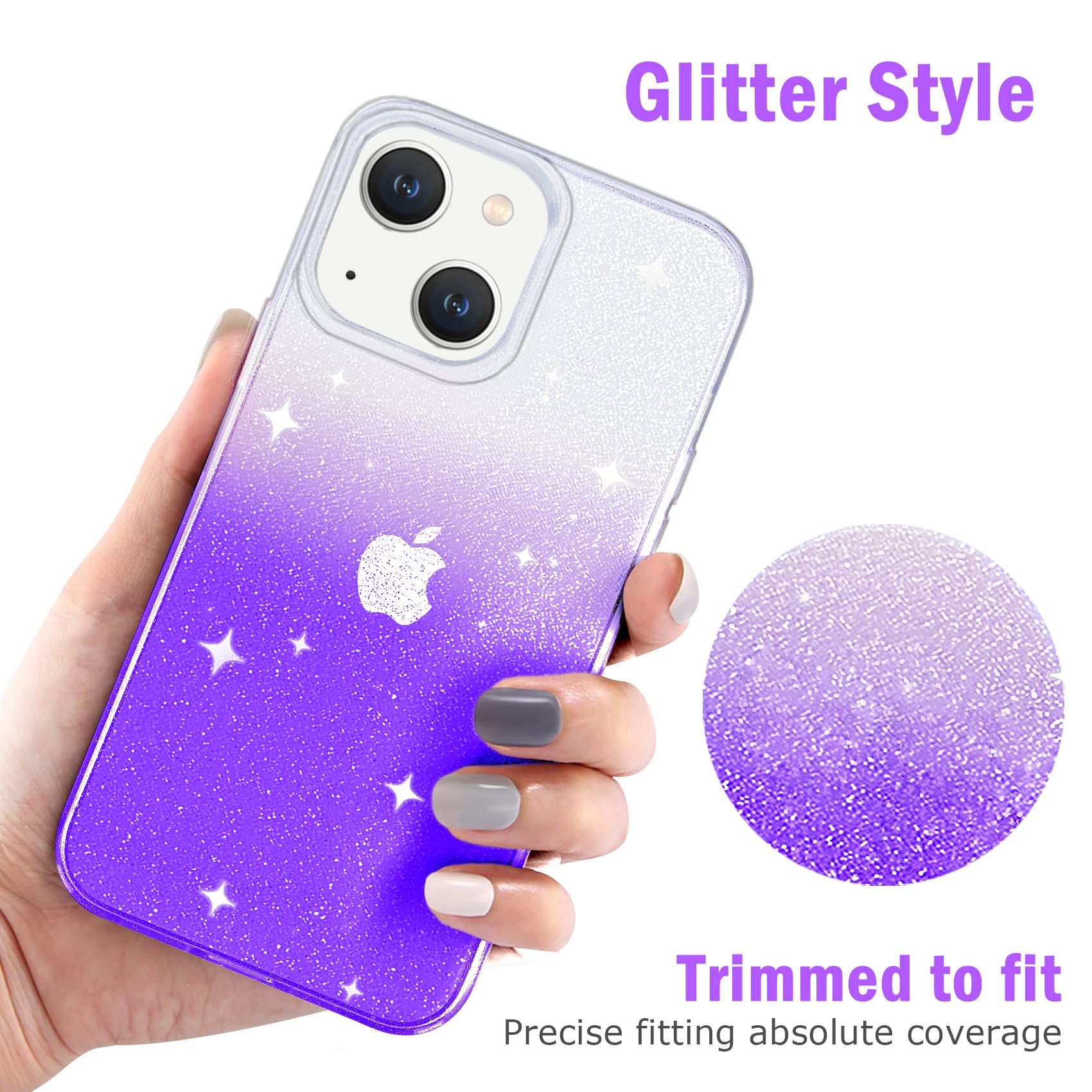 Jjgoo Compatible With Iphone 13 Case, Glitter Soft Tpu Shockproof Protective Bumper Cover, Sparkle Bling Sparkly Cute Slim Women