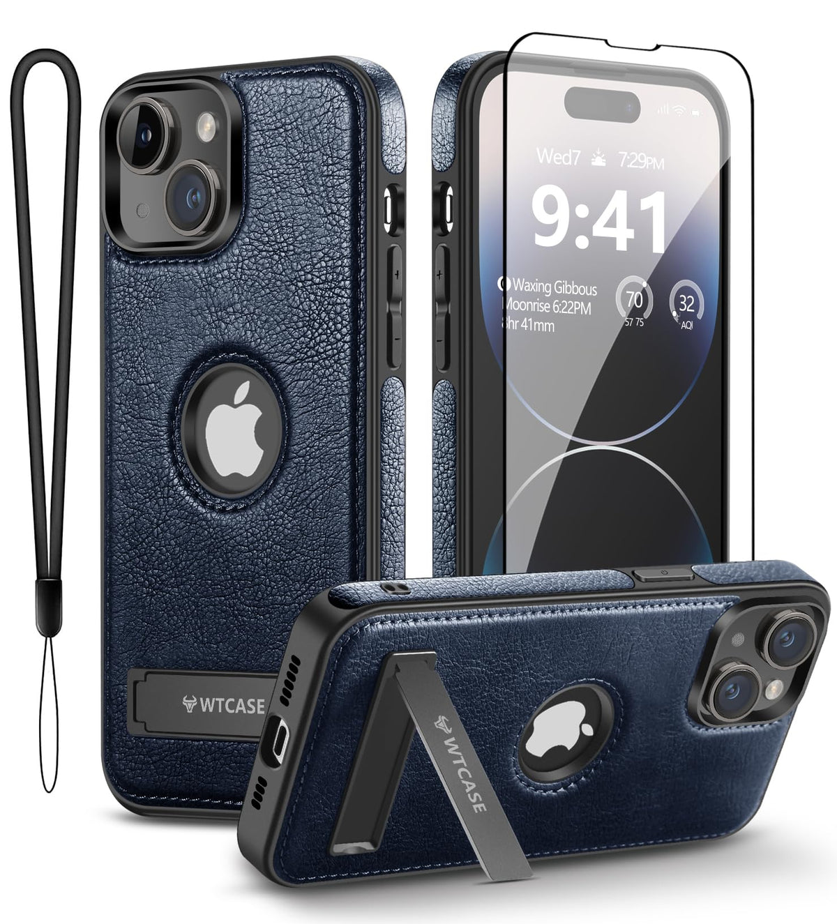 Wtcase Magnetic For Iphone 16 Plus Leather Case,Built In Invisible Stand [Compatible With Magsafe] Protective Slim Kickstand Pho