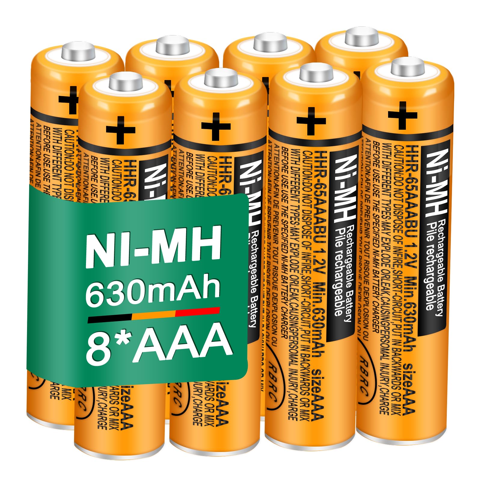 Triangle Power 8 Pack Hhr 65Aaabu Ni Mh Rechargeable Batteries 1.2V 630Mah Aaa Battery For Panasonic Cordless Telephone Batterie