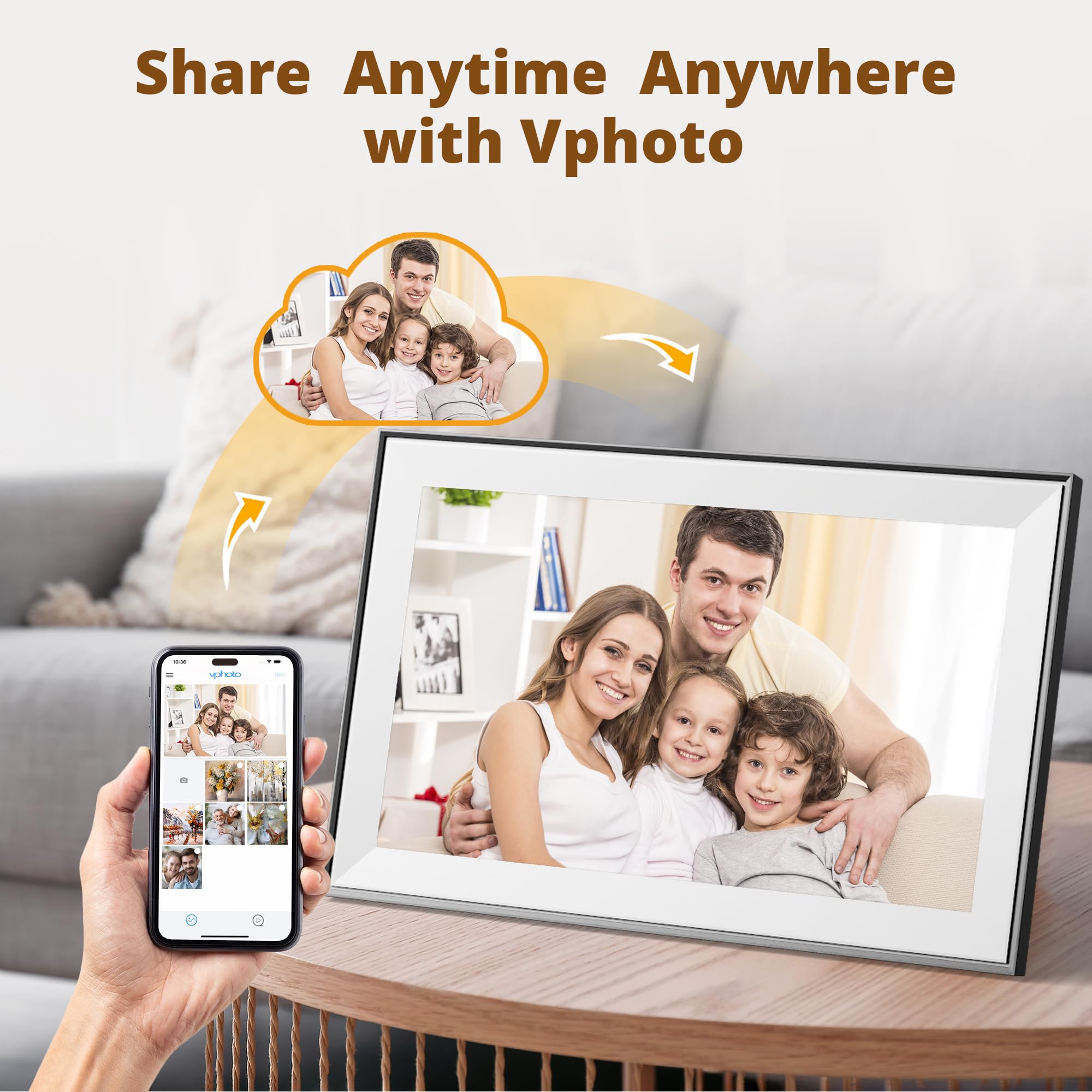 Dragon Touch Digital Picture Frame   15.6 Inch Wifi Large Digital Photo Frame With 32Gb Storage, Fhd Touch Screen, Easy Setup To