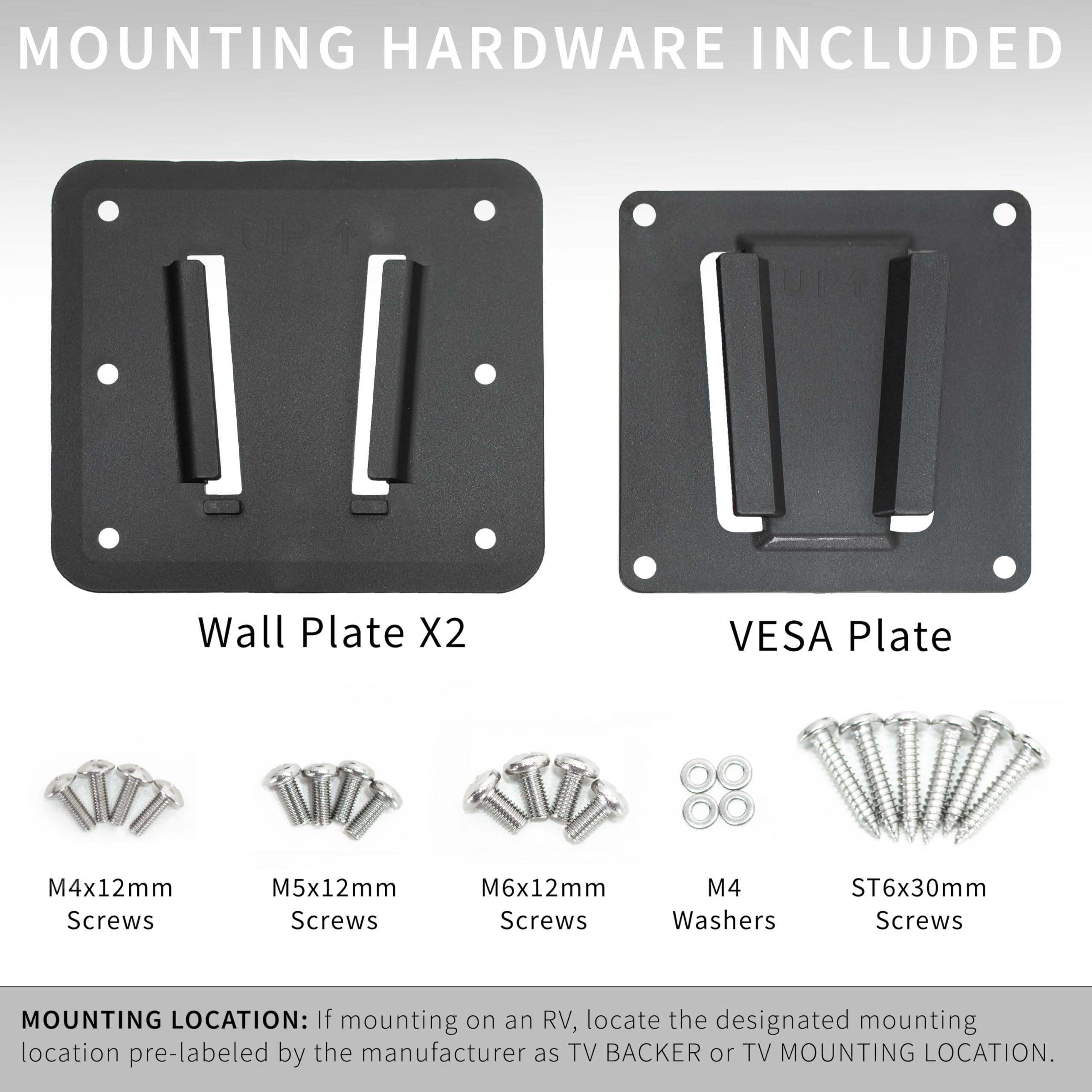 VIVO Anti Rust Quick Release Plastic Polymer RV TV Mount Set for Screens up to 43 inches and 30 lbs, Low Profile, 2 Wall Plates 1 VESA Bracket, for Camping, Black, MOUNT VWRV1 3