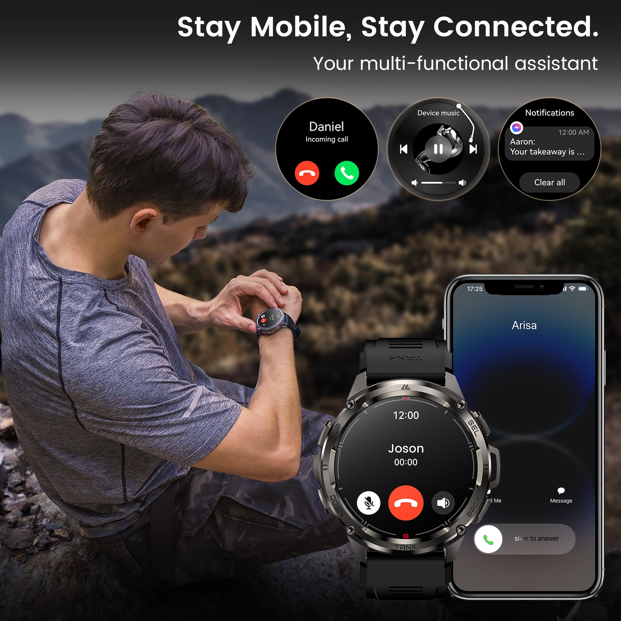 Amaztim Gps Smart Watch For Men, 6 Satellite Positioning, Compass, Stainless Steel Body, 50M Waterproof, 470Mah Extra-Large Batt