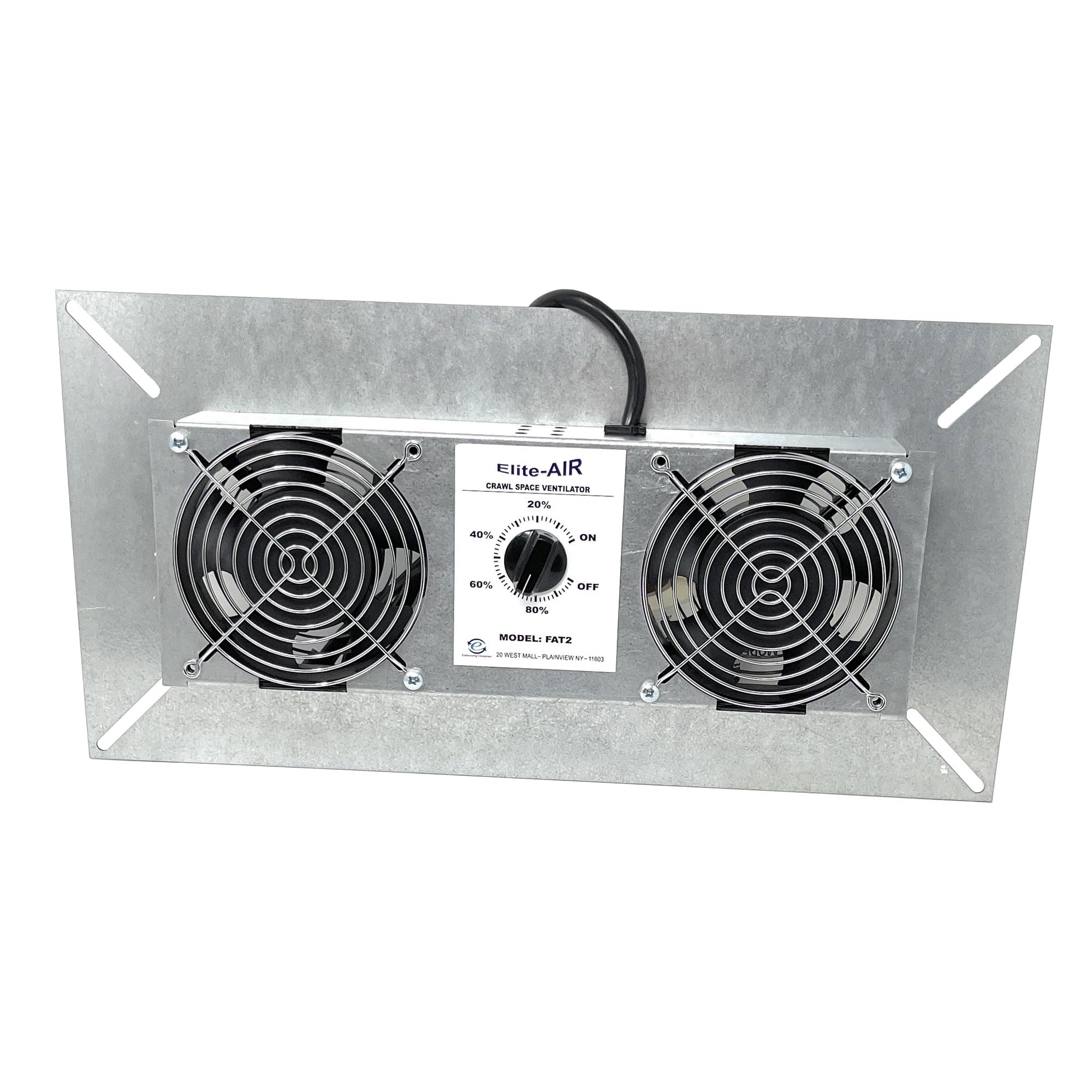 Elite Replacement Parts FAT2 Dual Fan Crawl Space Ventilator 220 CFM with Dehumidistat - Wood
