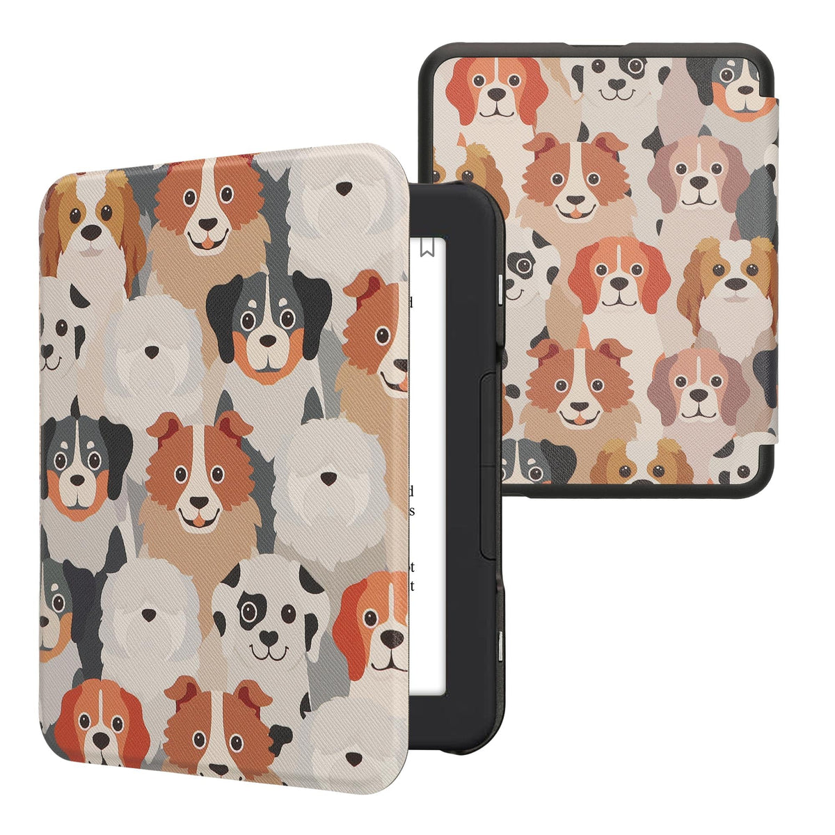 Kwmobile Case Compatible With Barnes & Noble Nook Glowlight 4 / 4E Case   Ereader Cover   Dogs White/Light Brown/Grey