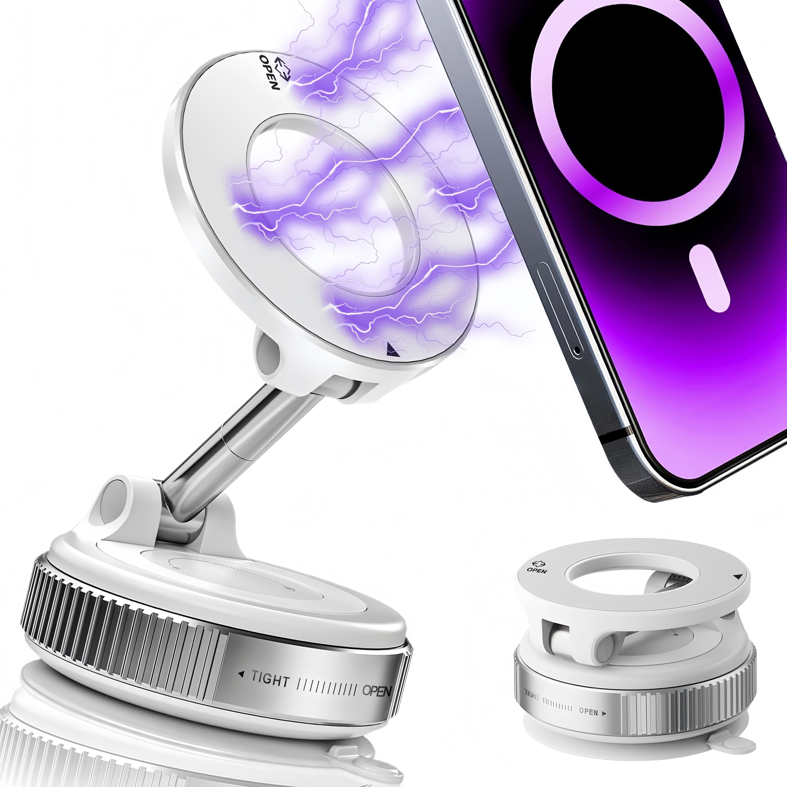 Snanlen Upgraded 360 Vacuum Magnetic Phone Holder, Magnetic Car Phone Mount, Hands-Free Suction Cup Phone Holder For Car/Gym/Mir