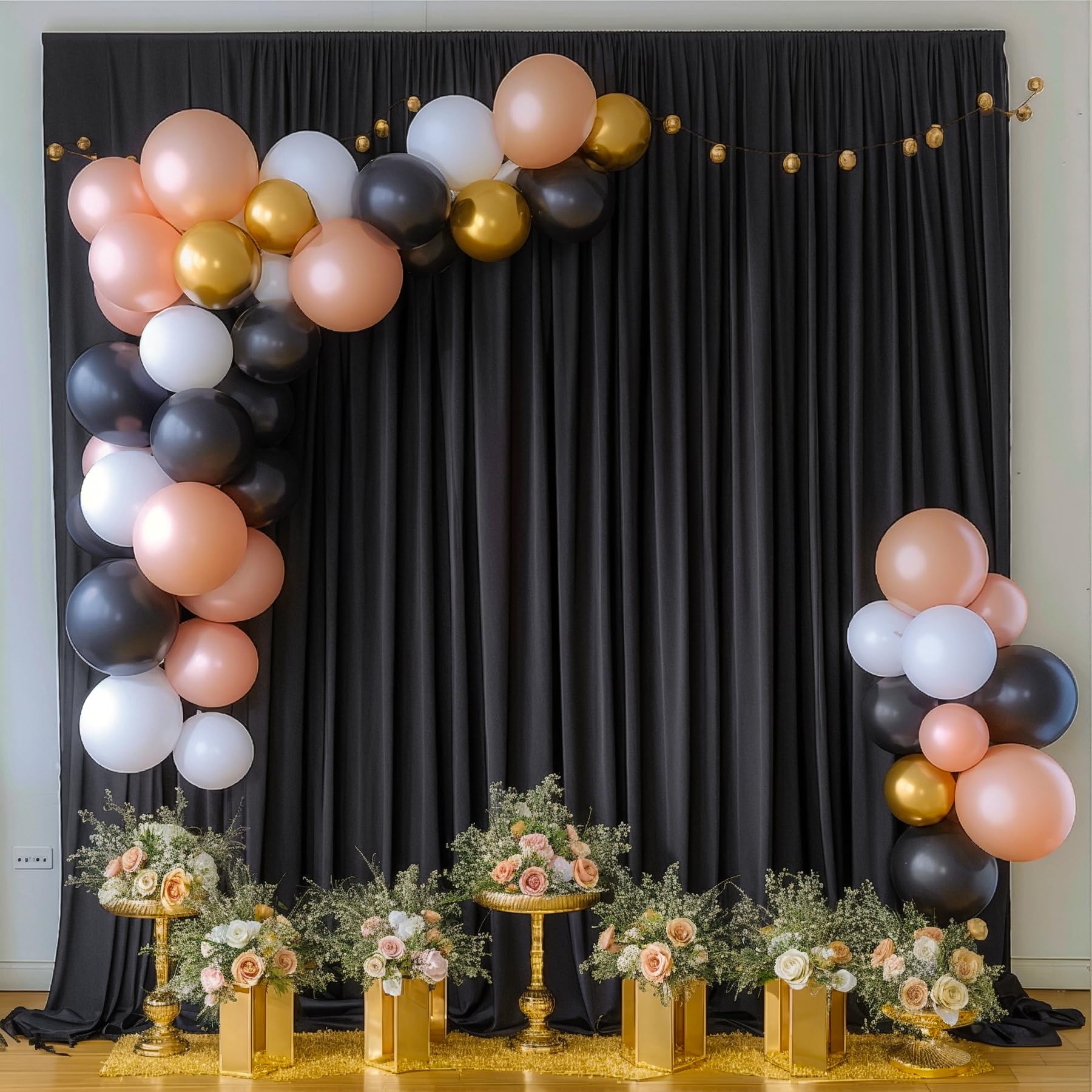Black Backdrop Curtains For Parties, Soft Fabric Drapes Wedding Black Curtain Backdrop For Birthday Party Decorations Background