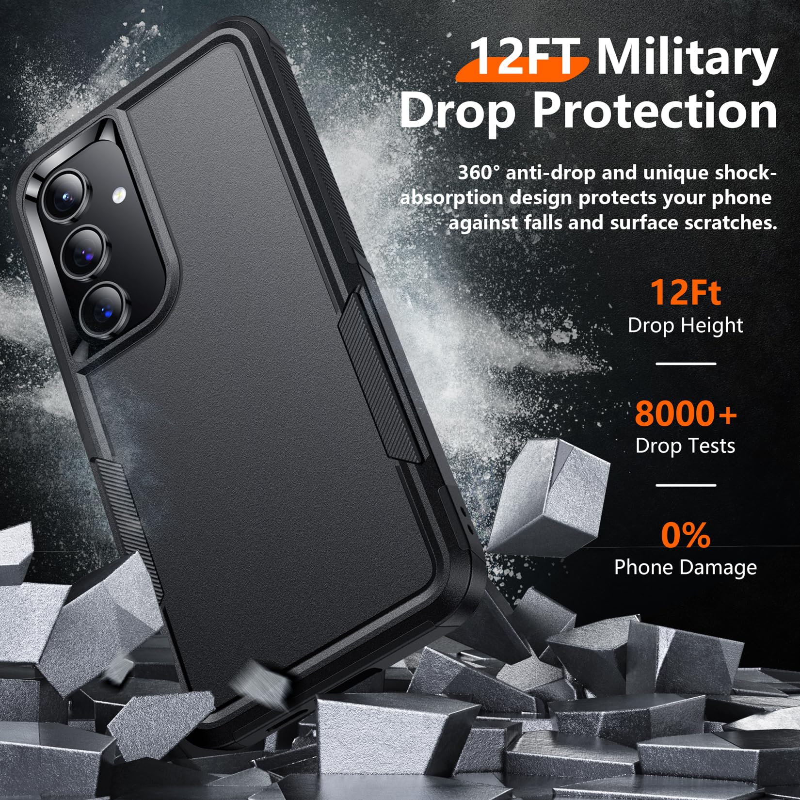 Red2Fire For Samsung Galaxy S24 Case, With 2Pcs [Tempered Glass Screen Protector+Camera Protector][Military Grade Shockproof] He
