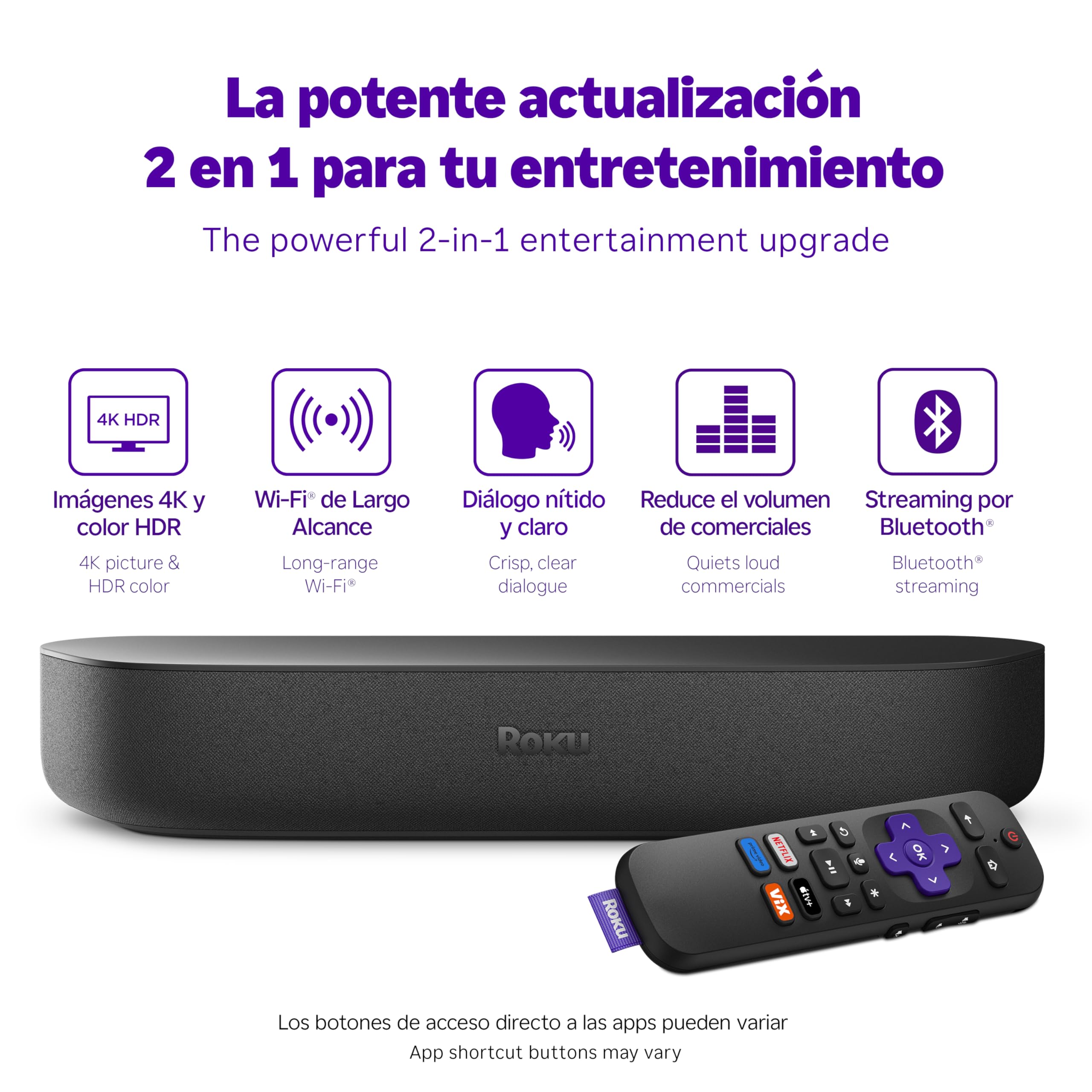 Roku Streambar 4K Hdr Streaming Device & Premium Soundbar All In One (Spanish Edition) | Roku Streambar Dispositivo 4K Hdr De St