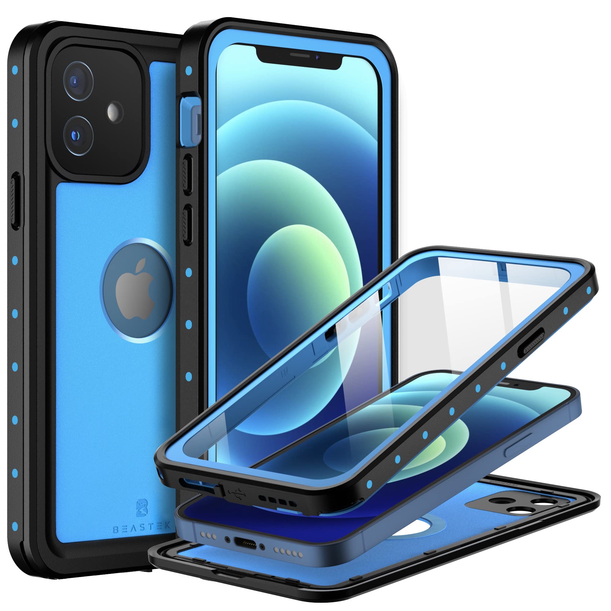 BEASTEK for iPhone 12 Waterproof Case, NRE Series Shockproof Dustproof Underwater IP68 with Built-in Screen Protector Anti-Scrat