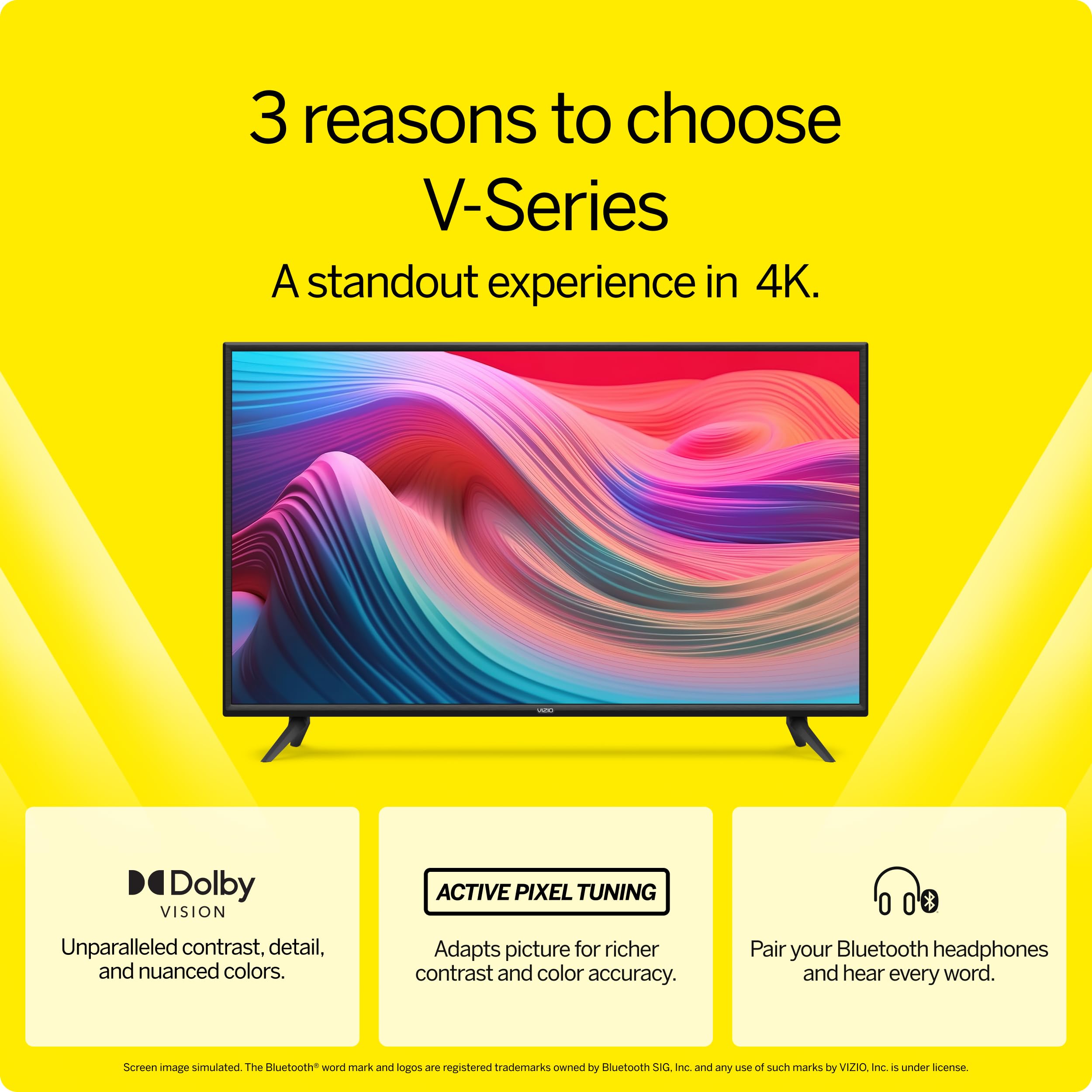 Vizio 65 Inch V Series 4K Uhd Led Smart Tv With Voice Remote, Dolby Vision, Hdr10+, Alexa Compatibility, V655 J09, 2022 Model
