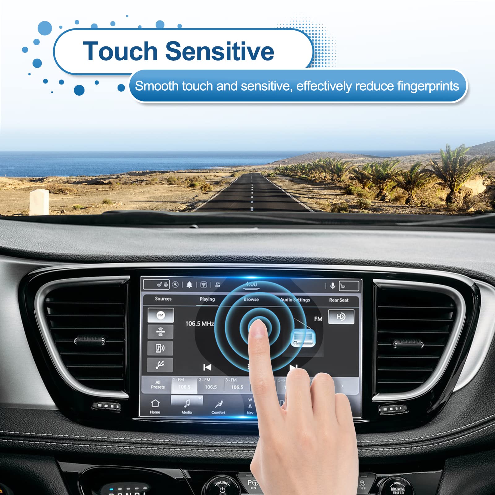 Coleya 2021 2023 2024 Pacifica Screen Protector For Chrysler Pacifica (Touring/Touring L/Pinnacle/Limited/Select) 10.1 Inch Touc