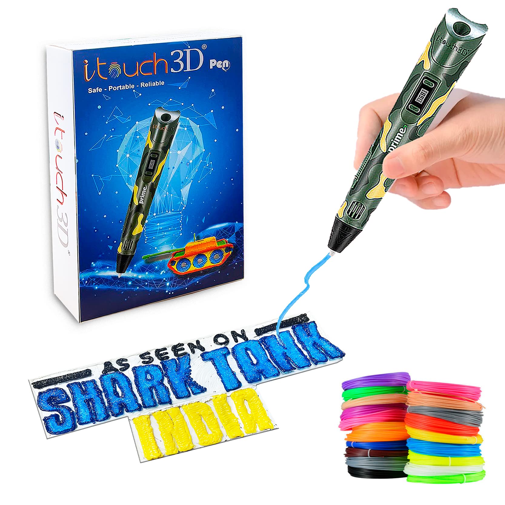 Wol3D Itouch Prime 3D Pen With 20 In 1 5M Filaments For 3D Printing With Speed Control, Advanced Temperature Regulation, Oled Di