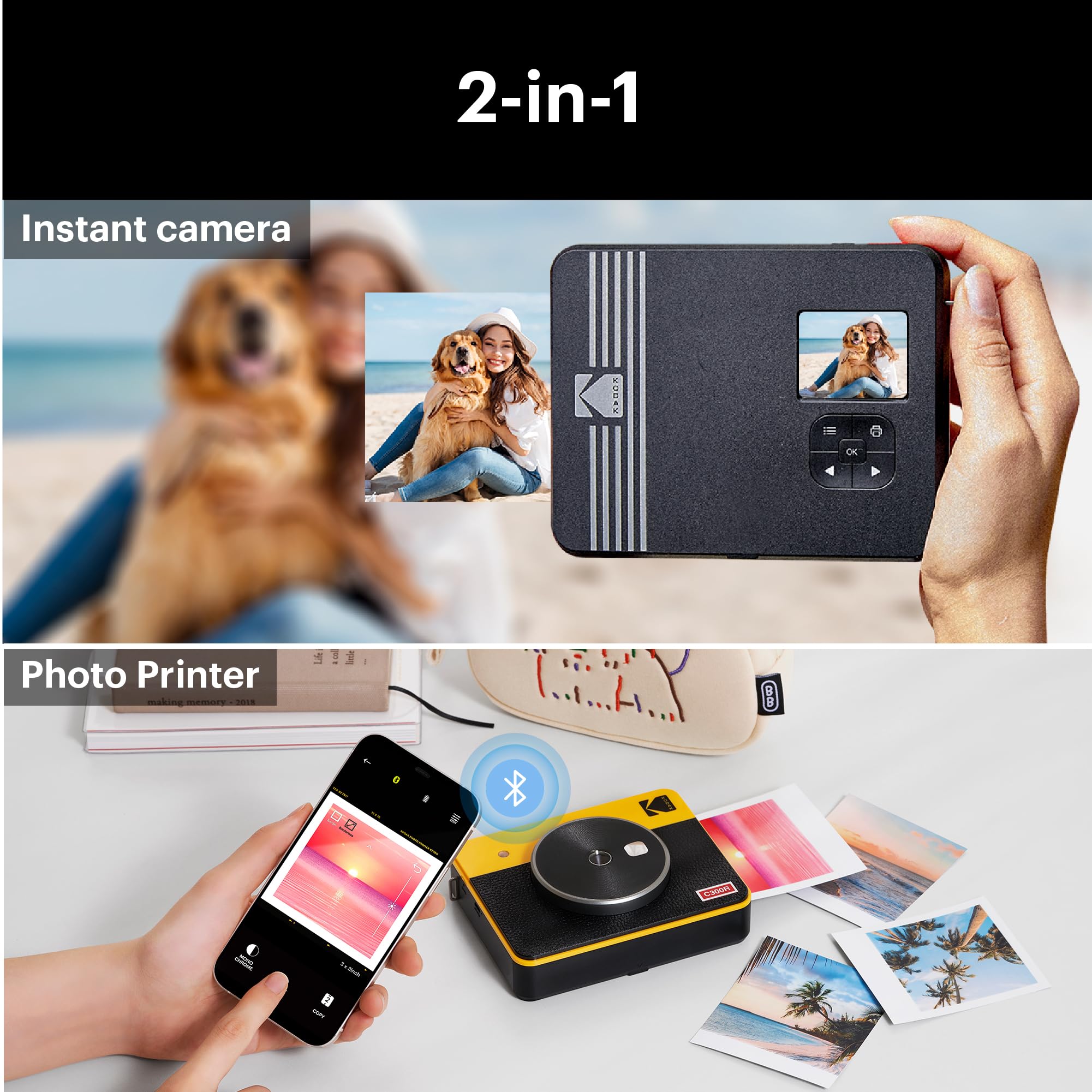 Kodak Mini Shot 3 Retro 4Pass 2-In-1 Instant Digital Camera And Photo Printer (3X3 Inches)