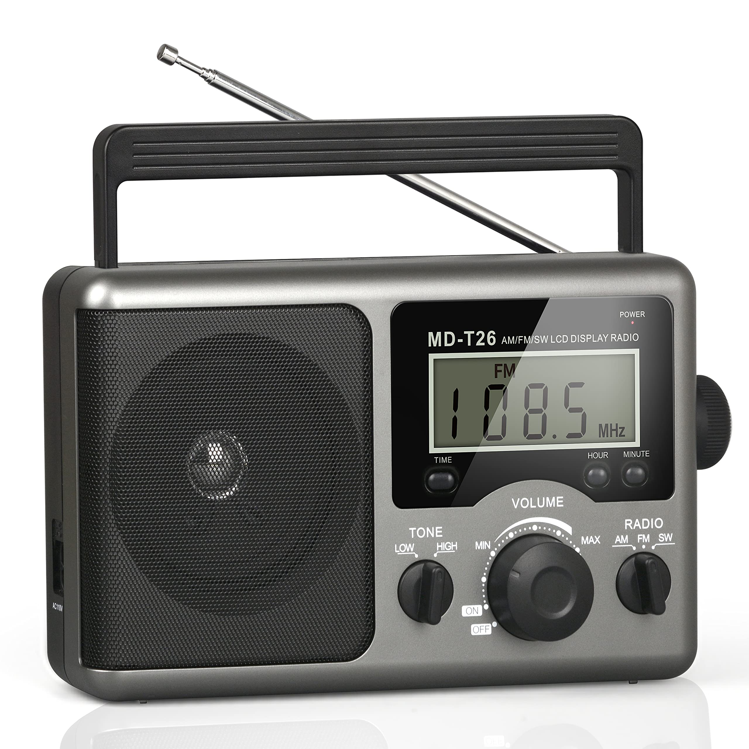 Portable Am Fm Shortwave Radio,Battery Operated Radio By 4D Cell Batteries Or Ac Power Transistor Radio With Lcd Display,Time Se