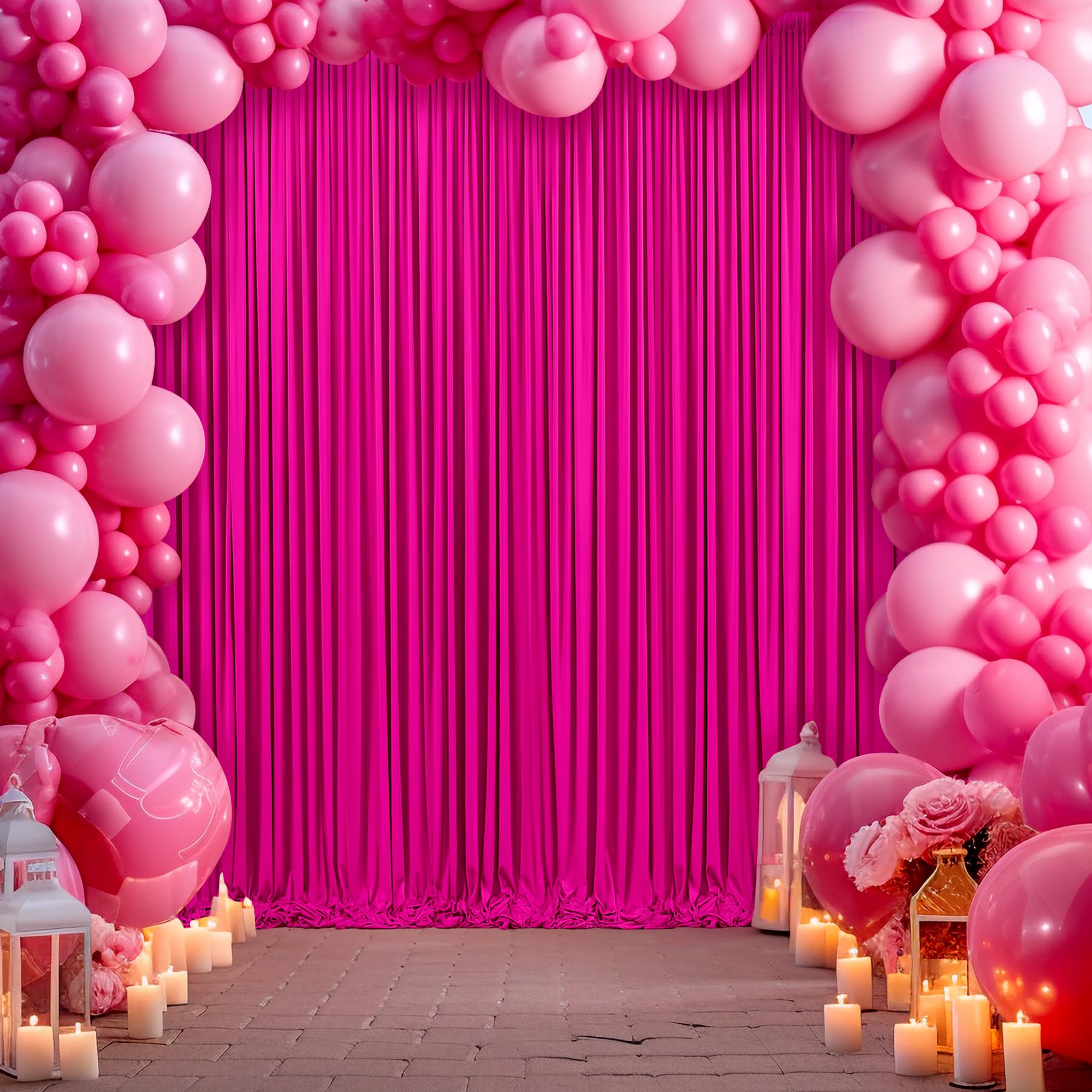 10Ft X 7Ft Hot Pink Backdrop Curtain For Parties Fuchsia Wrinkle Free Backdrop Drapes Panels For Baby Shower Birthday Photo Phot