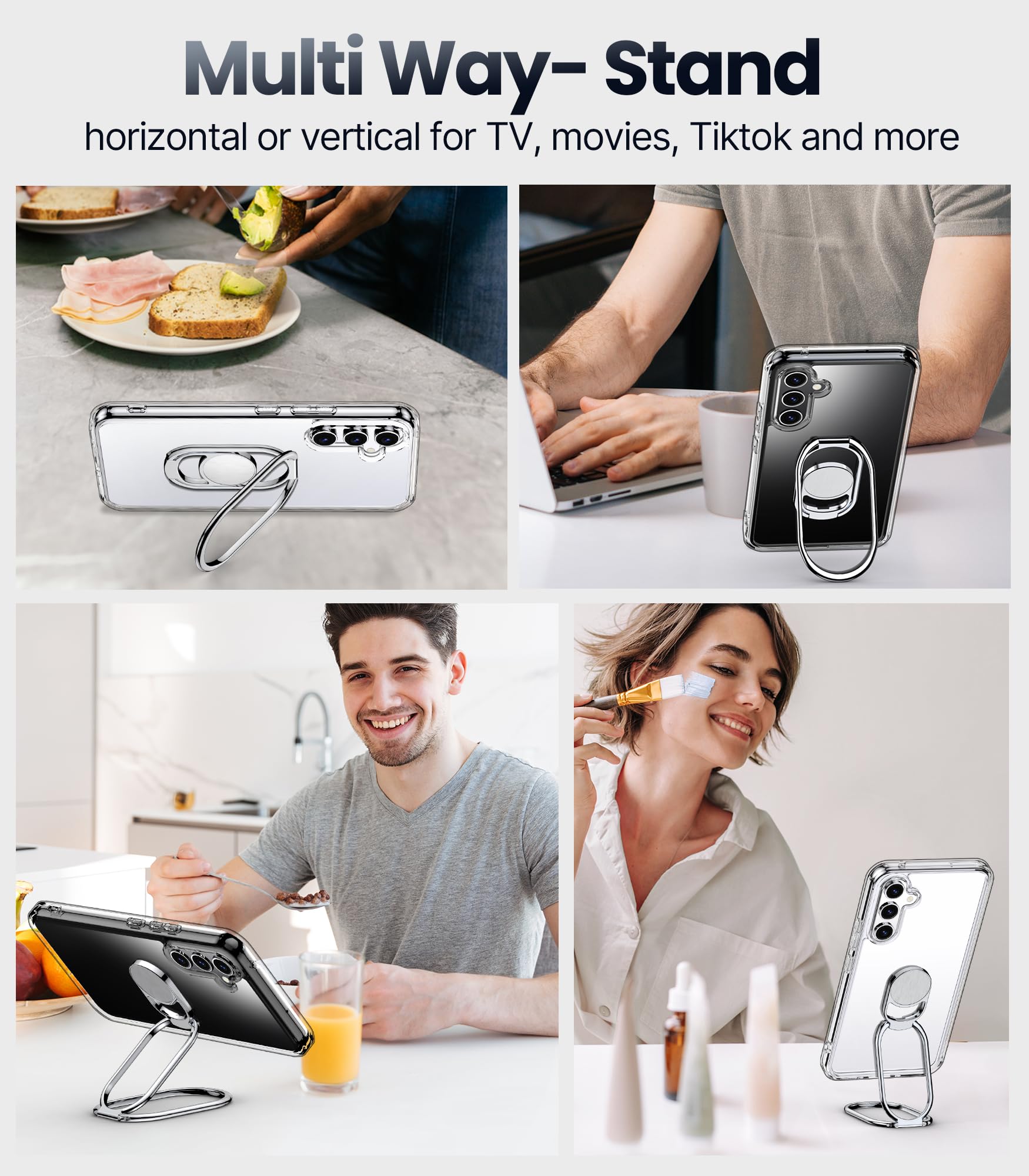 Shields Up For Samsung Galaxy A35 5G Case With Stand, Galaxy A35 5G Phone Case Clear With Double Ring Holder [Adjustable & Folda