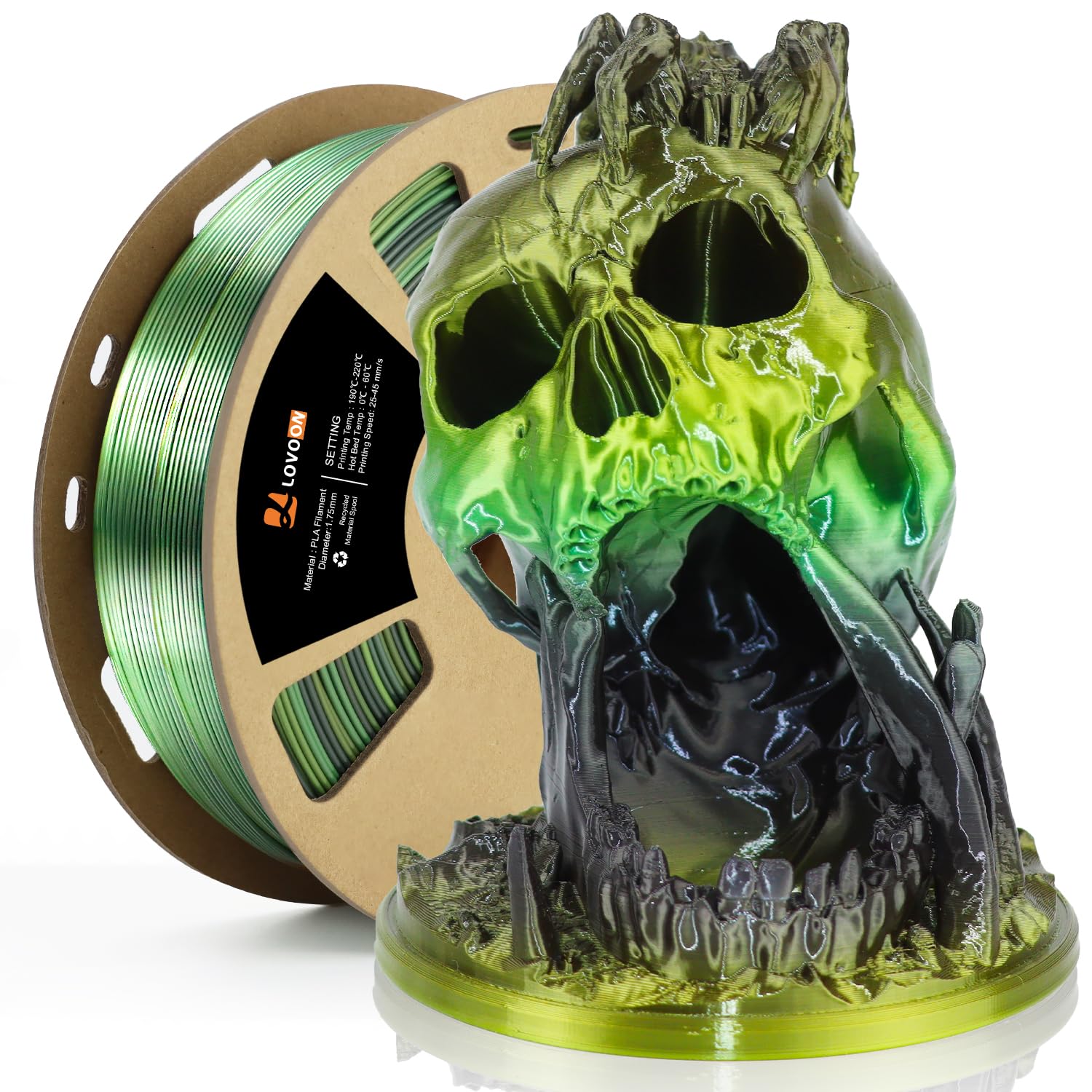 Lovoon Pla Filament 1.75Mm 3D Printer Filament 1Kg, Black Green Gradient Filament Color Changing Pla,3D Printing Filament For 3D