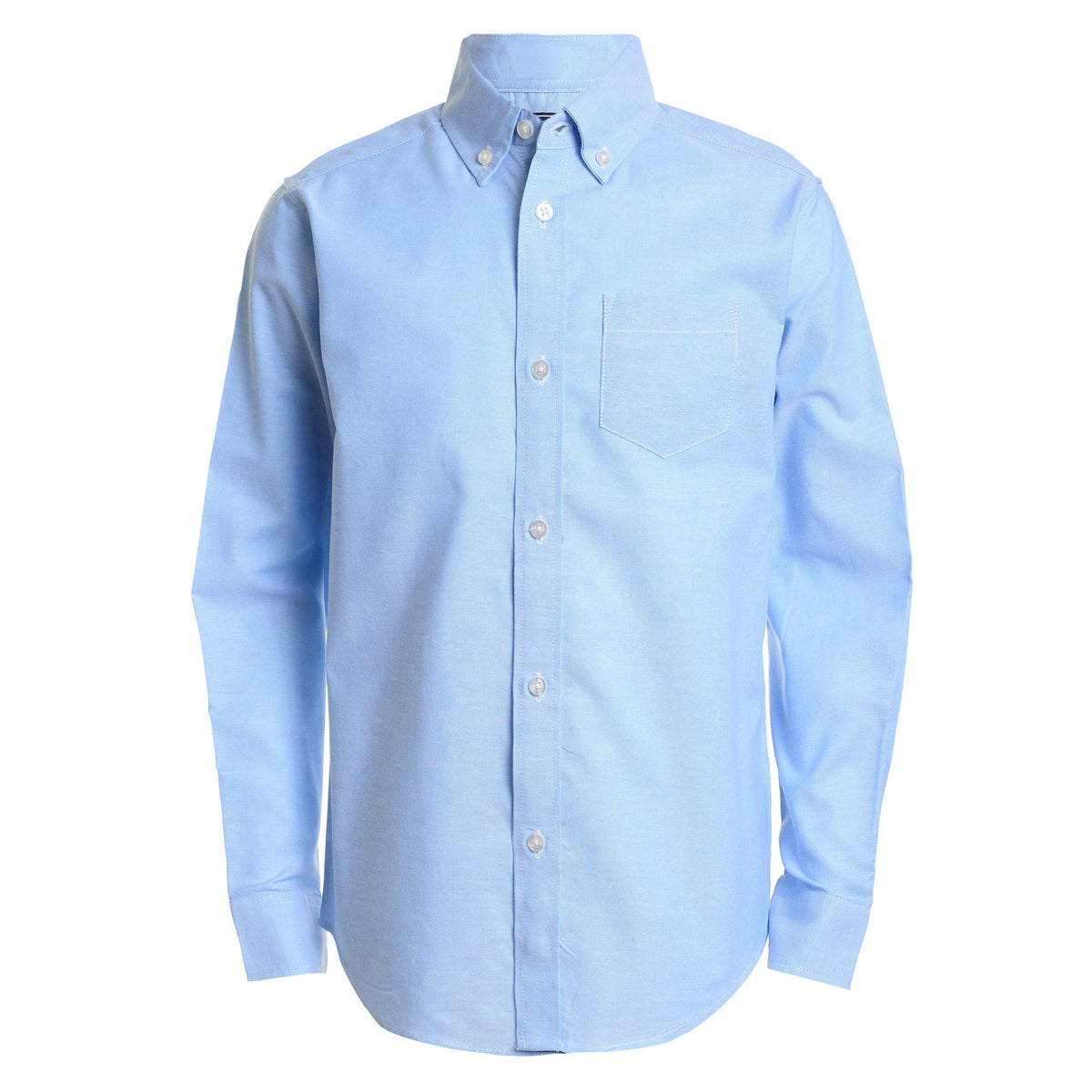 Izod Boys Long Sleeve Solid Button Down Oxford Button Down Shirts, Ox Blue, 10 Us