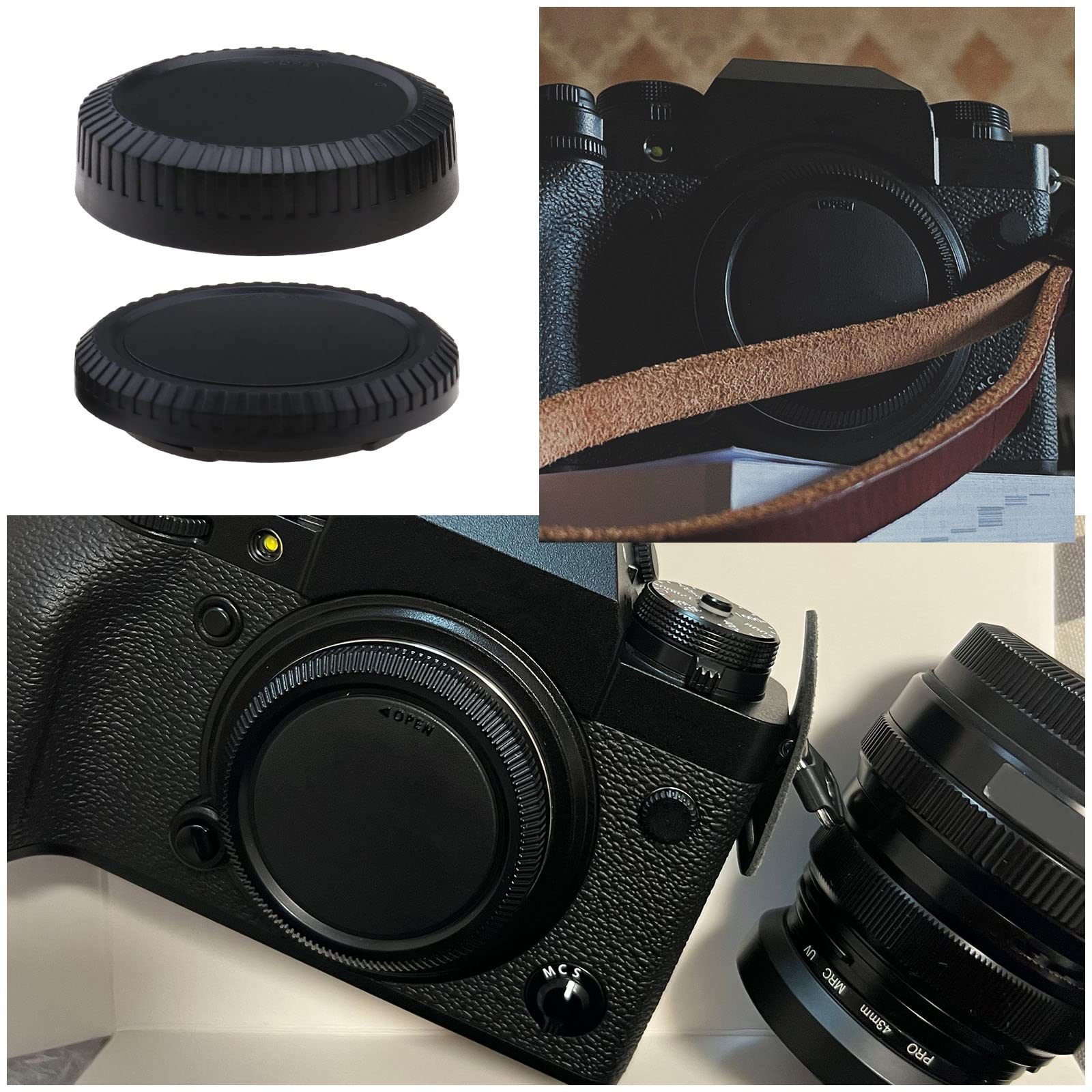 Emagtech 2 Sets Front Body Cap & Rear Lens Cap Cover Kit Compatible With Fuji X Mount Dslr Camera X T4 X T3 X T2 X T1 X T30 X T2
