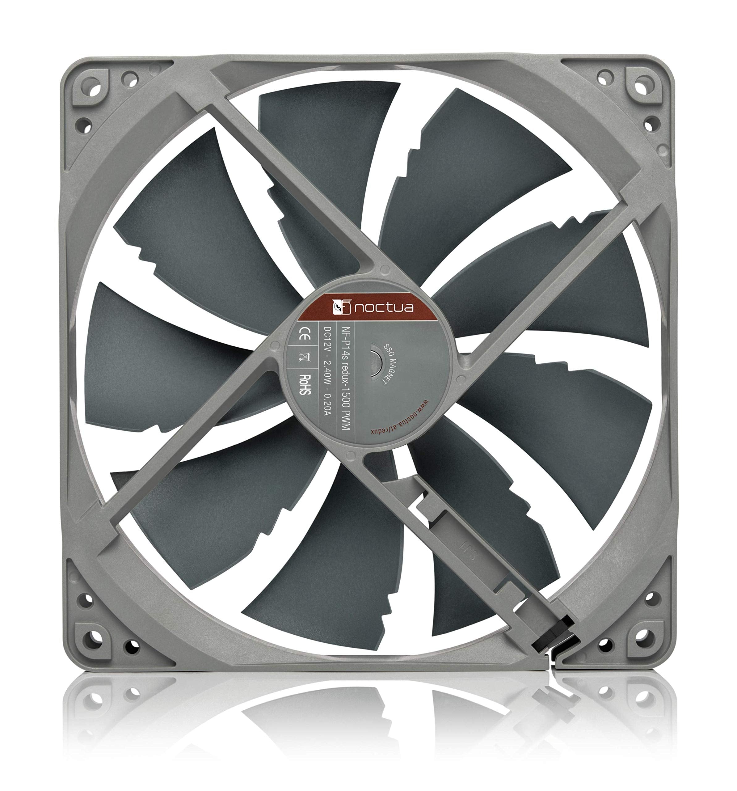 Noctua Nf P14S Redux 1500 Pwm, High Performance Cooling Fan, 4 Pin, 1500 Rpm (140Mm, Grey)For Desktop