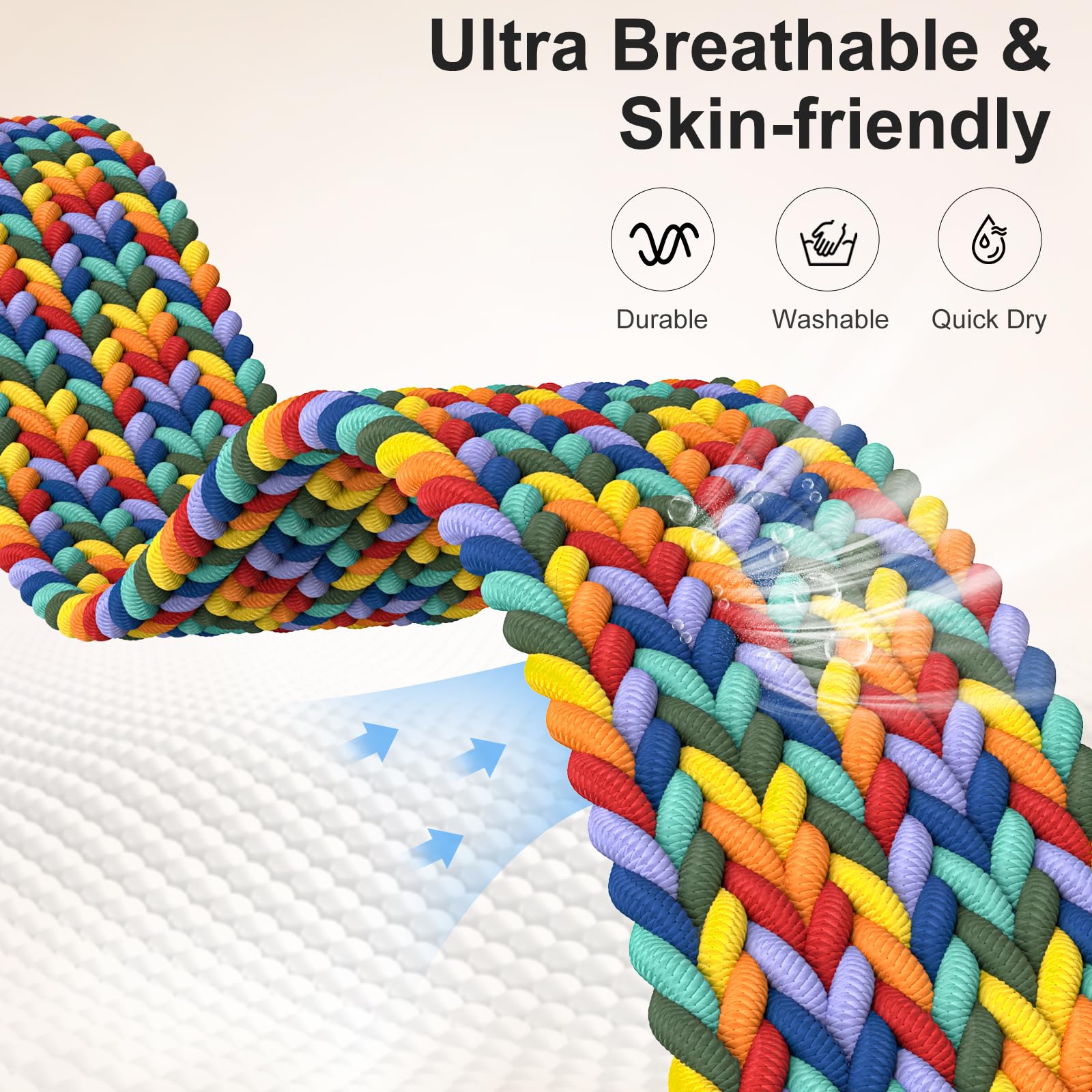 Maledan Braided Stretchy Band Compatible For Fitbit Sense/Fitbit Versa 3/ Versa 4/ Sense 2 Bands Women Men, Soft Elastic Strap B