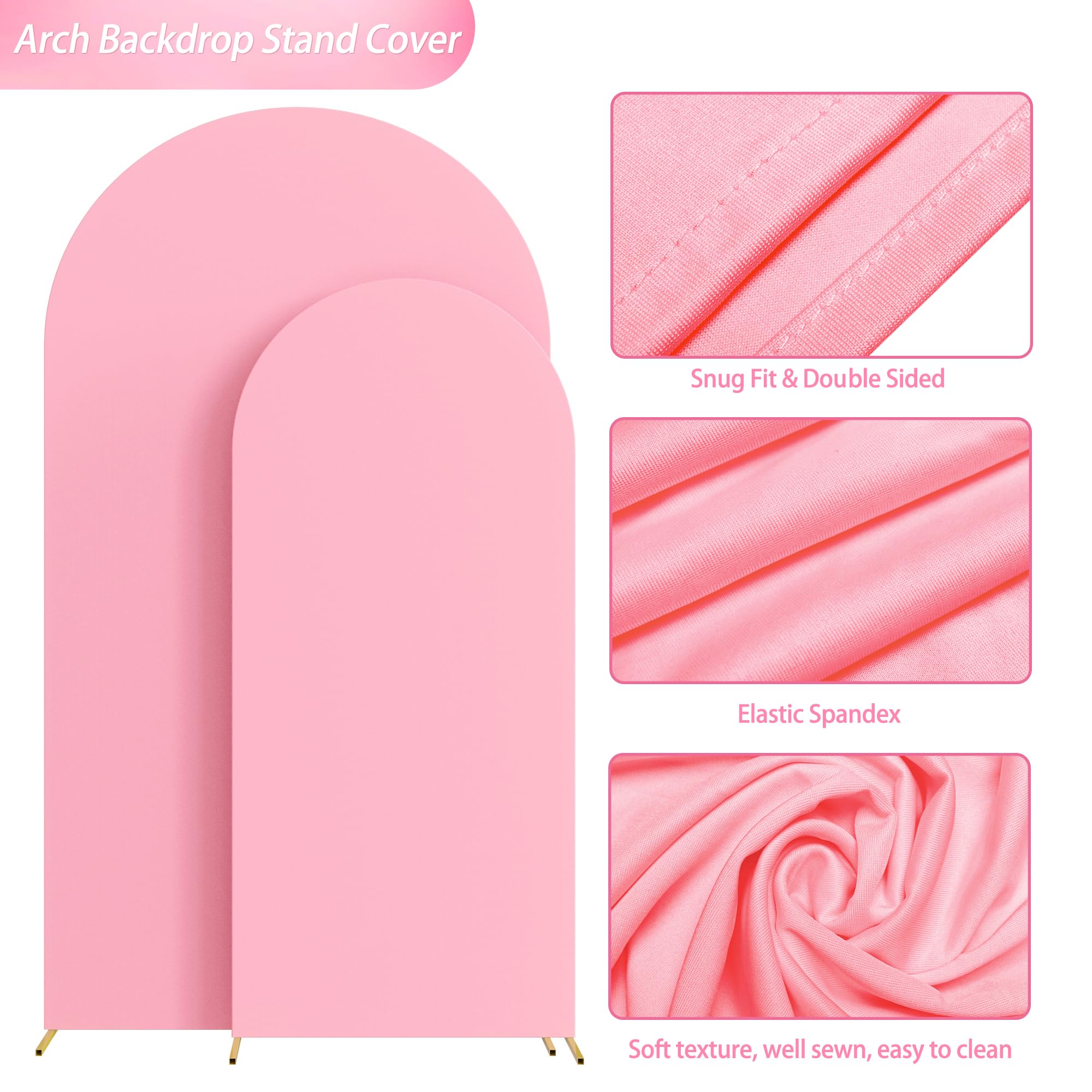 Wokceer Wedding Arch Cover 7.2Ft, 6Ft Spandex Fitted Wedding Arch Stand Covers 2 Set Round Top Chiara Arch Backdrop Stands Cover