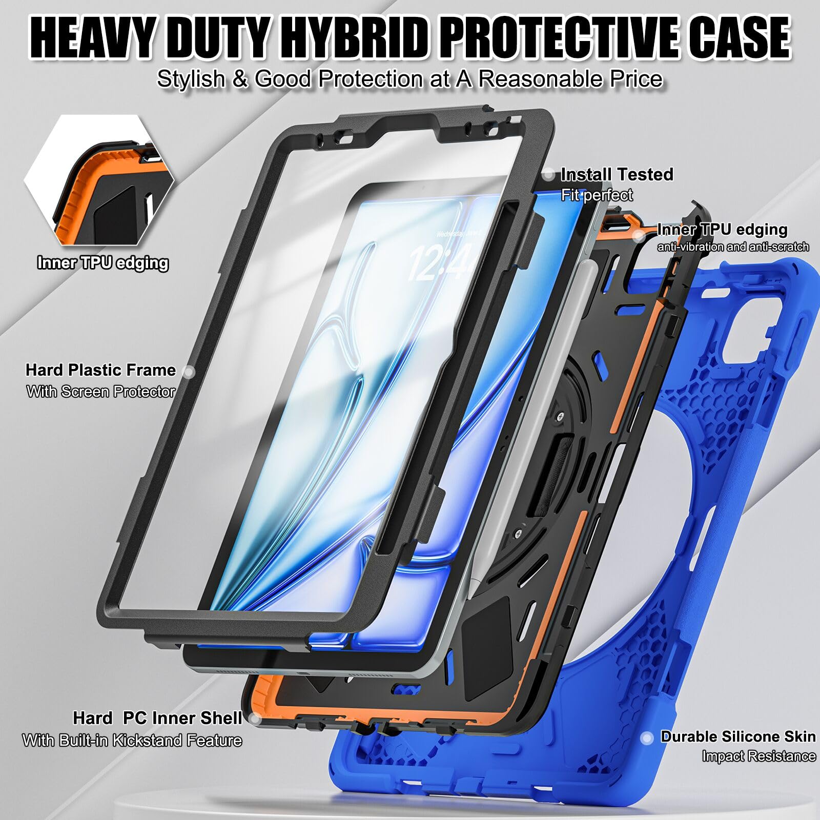 Tsqqst For Ipad Air 6Th Generation 11 Inch Case M2 2024, Ipad Air 5Th/4Th Gen Case 10.9 Inch With 360 Rotating Stand Hand/Should