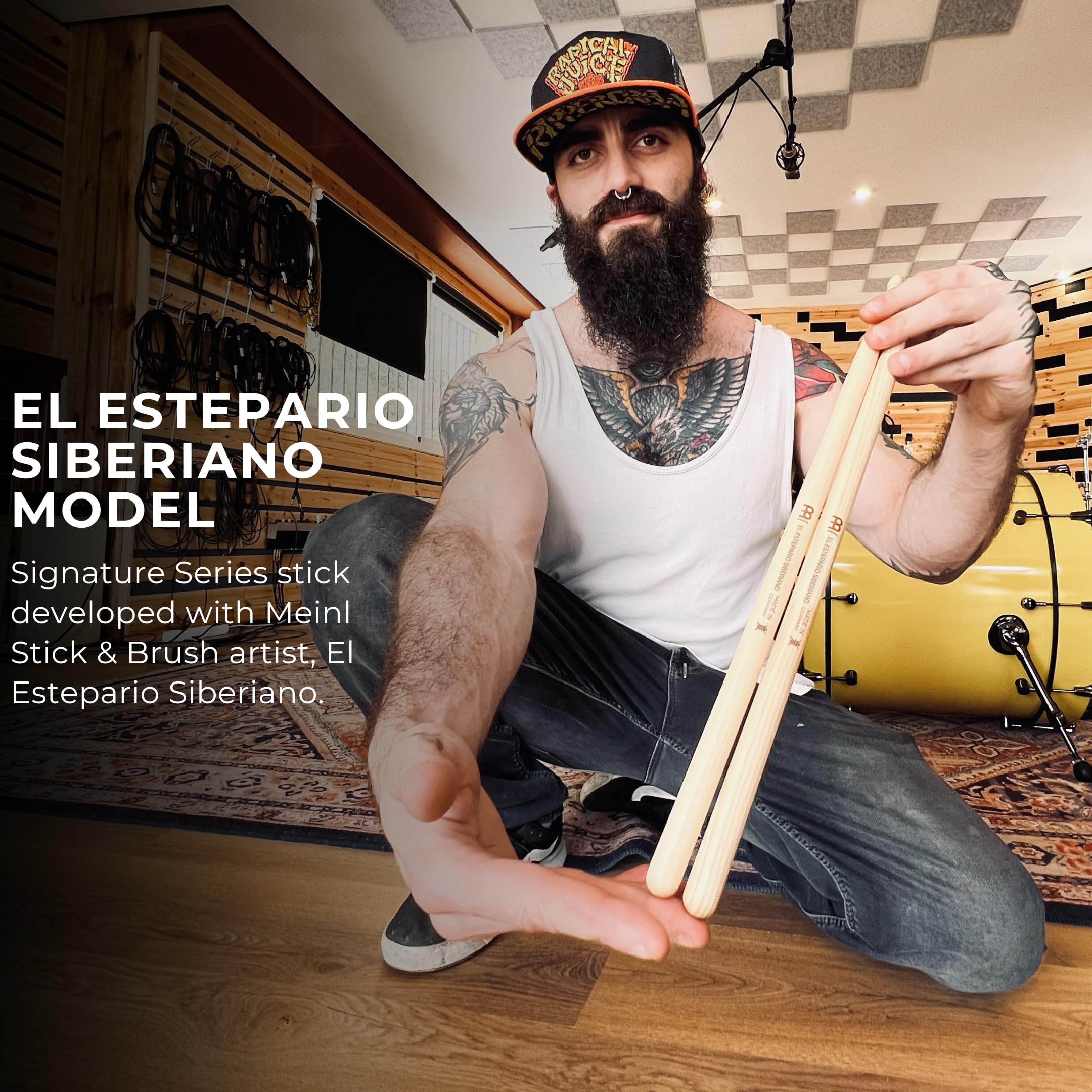 Meinl Stick & Brush Drumsticks, El Estepario Siberiano Signature   American Hickory With Acorn Shape Wood Tip   Made In Germany
