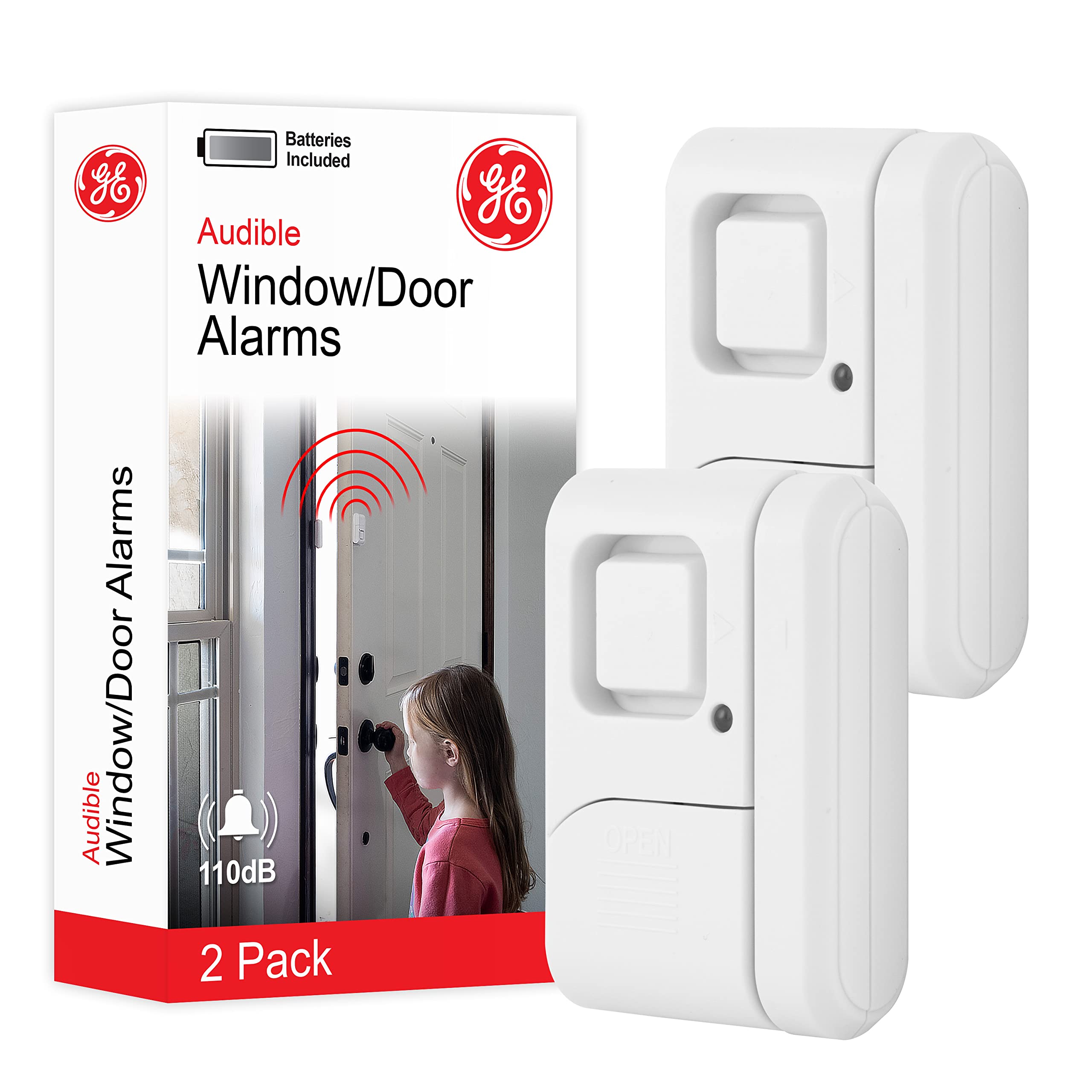 Ge Personal Security Window And Door Alarm, 2 Pack, Diy Protection, Burglar Alert, Wireless Chime/Alarm, Easy Installation, Home