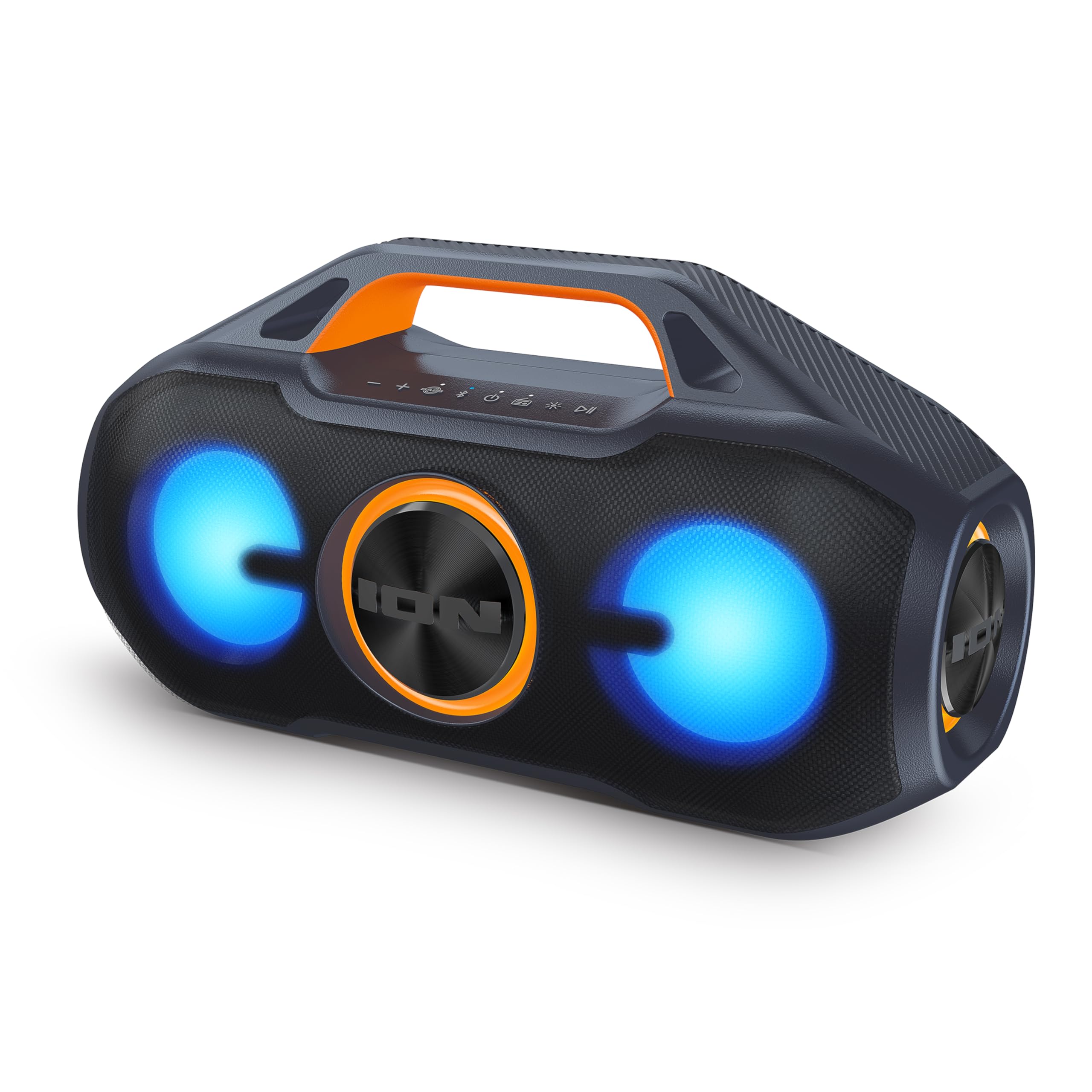 ION AquaSport Max Waterproof 60W Portable Bluetooth Party Speaker with Lights, Battery, Built-in Microphone, Radio and AUX Input