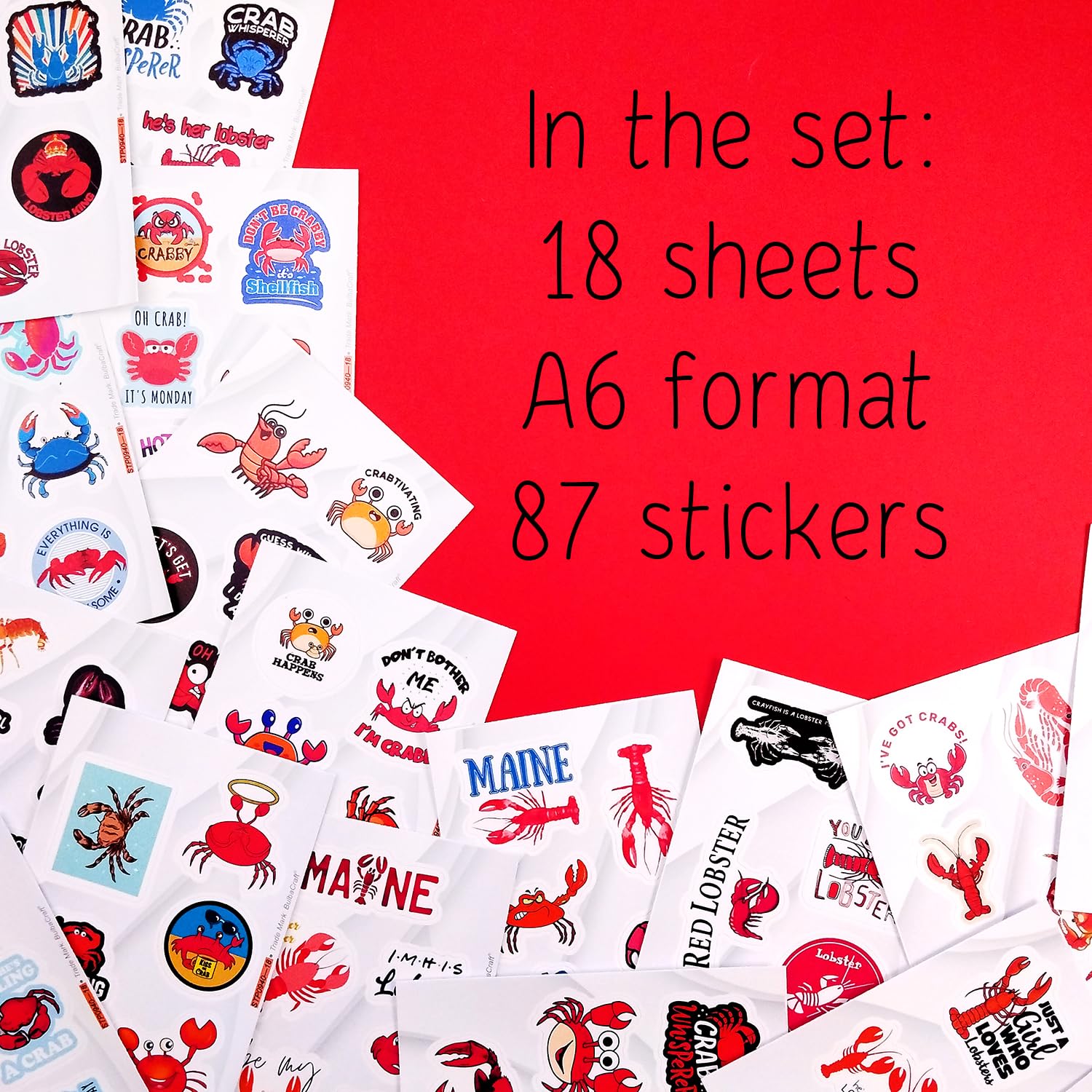 Crab & Lobster Stickers For Water Bottle And Laptop   Marine Life Party Favors & Decorations, Waterproof Vinyl Sea Creature Deca