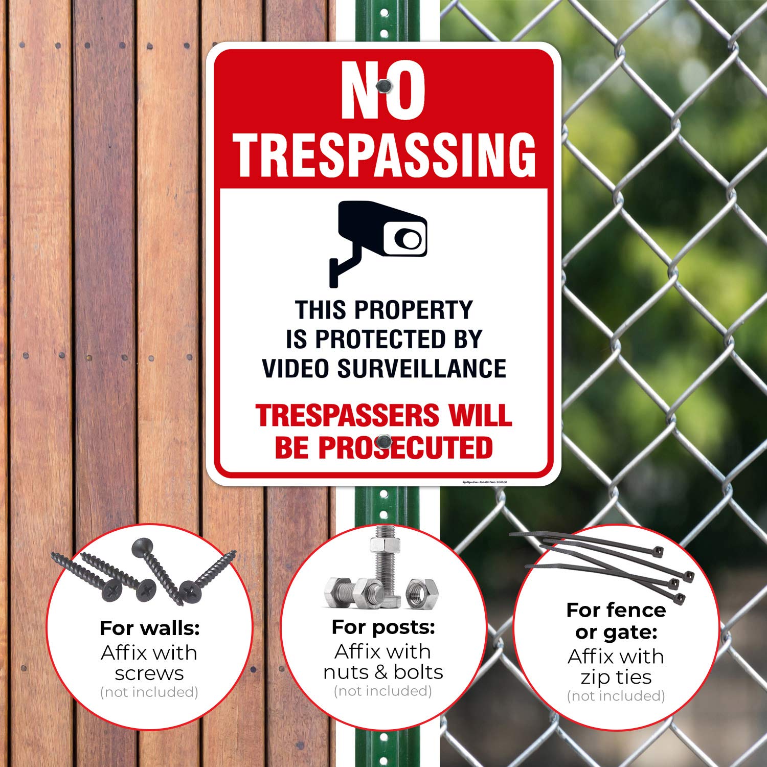 Sigo Signs, Video Surveillance No Trespassing Sign, Cctv Security Camera, 24X30 Inches, Rust Free .063 Aluminum, Fade Resistant,