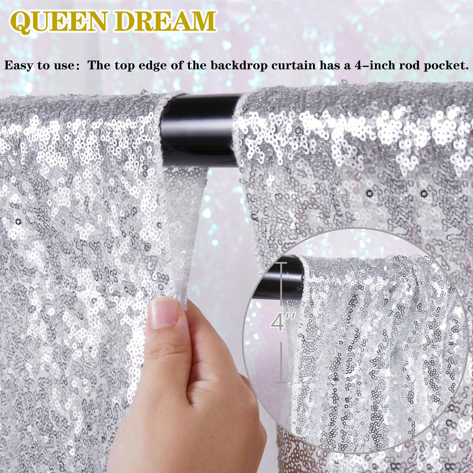 Silver Sequin Backdrop Party Decorations   3 Packs 2Ft X 8Ft Silver Photography Background Curtain For Christmas Birthday