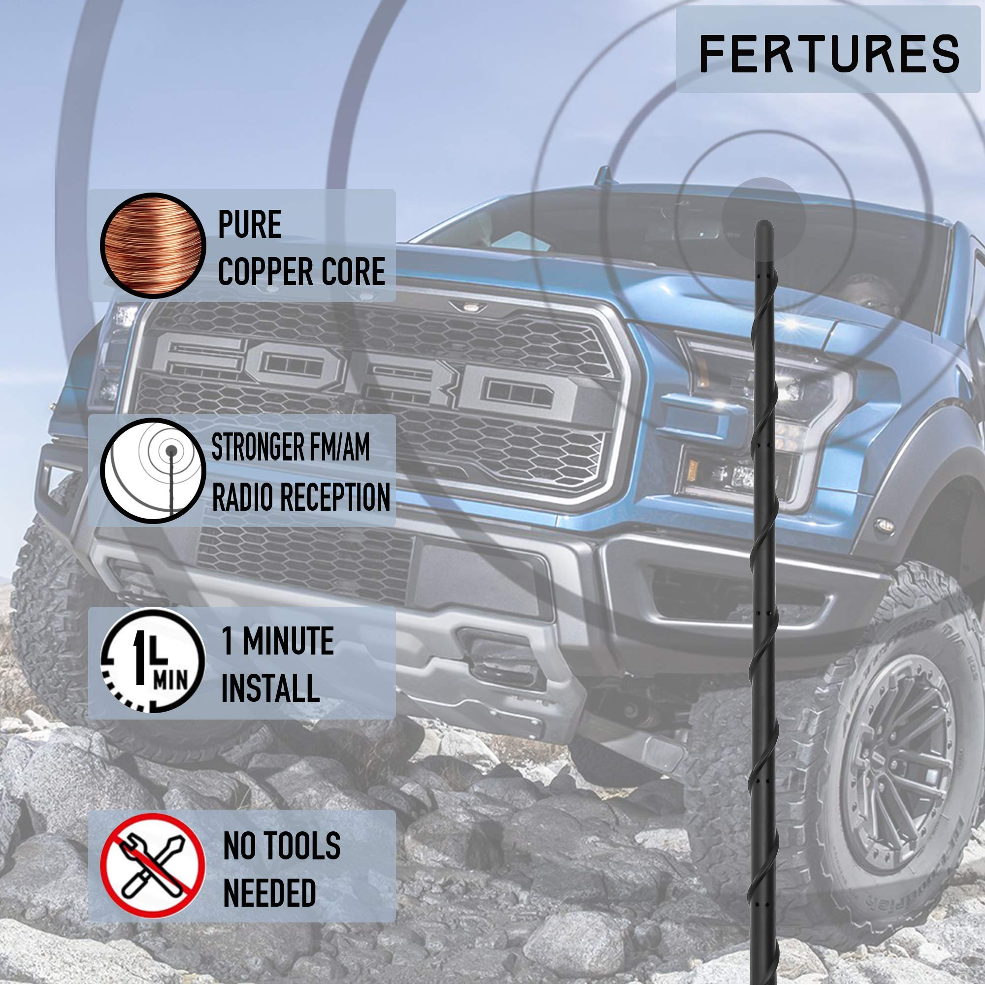 Ksaauto 16 Inch Antenna For Ford F150 2009 2024 F150 2017 2024 F250 F350 Bronco Truck Antenna Replacement Designed For Optimized