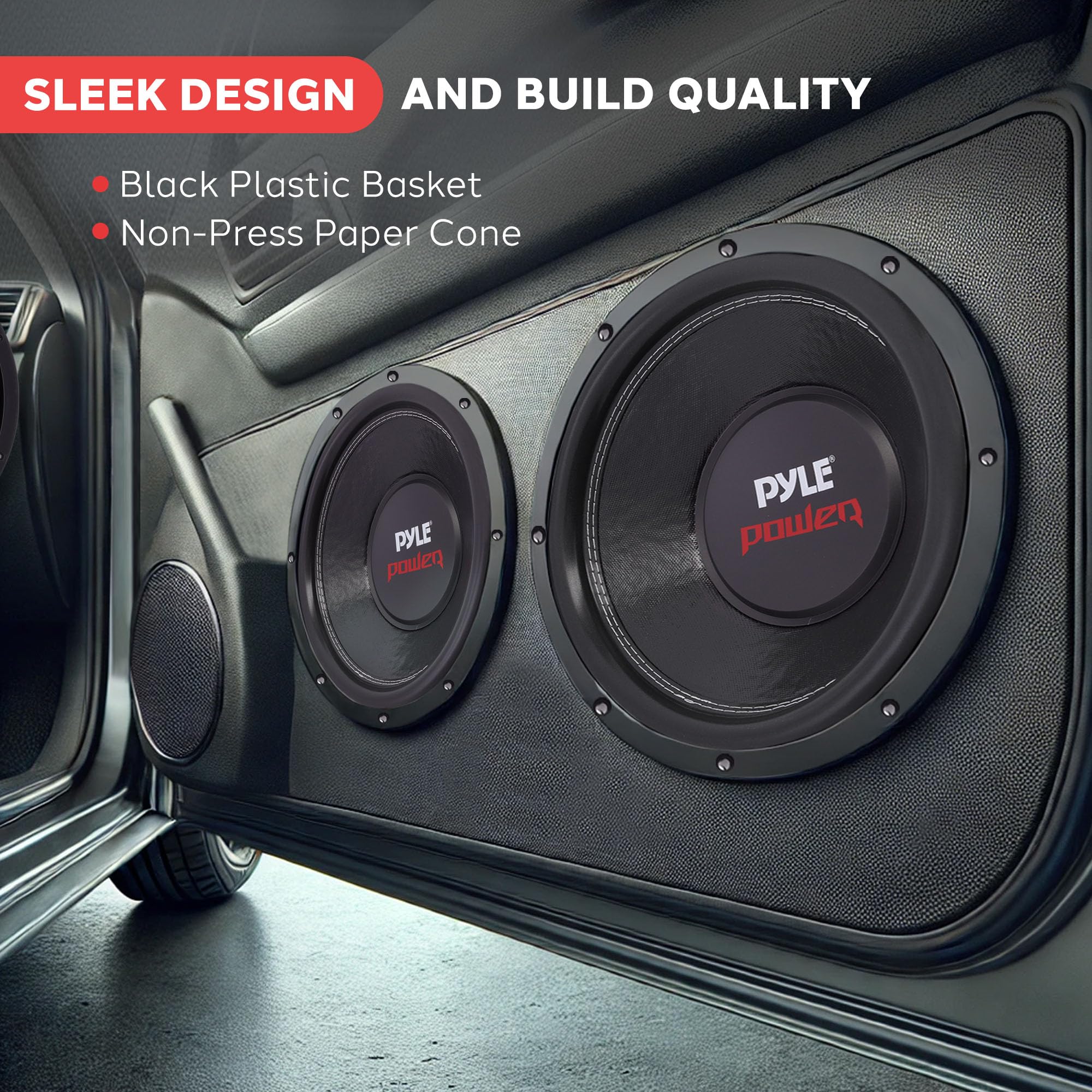 Pyle 12" Car Audio Subwoofer - 1600W, Black, Non-Press Paper Cone, Model PLPW12D